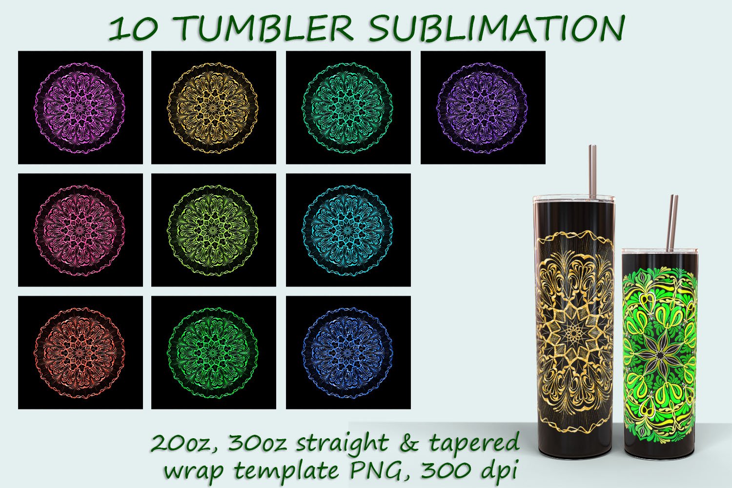 MEGA bundle! Abstract Mandala Tumbler Sublimation view 2