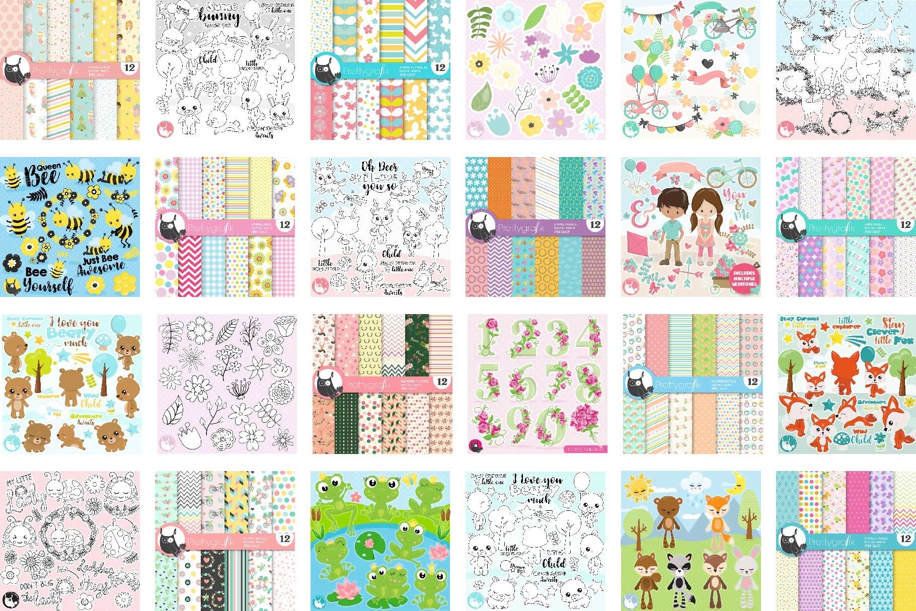 Baby floral illustrations bundle - Baby Sublimation designs view 2