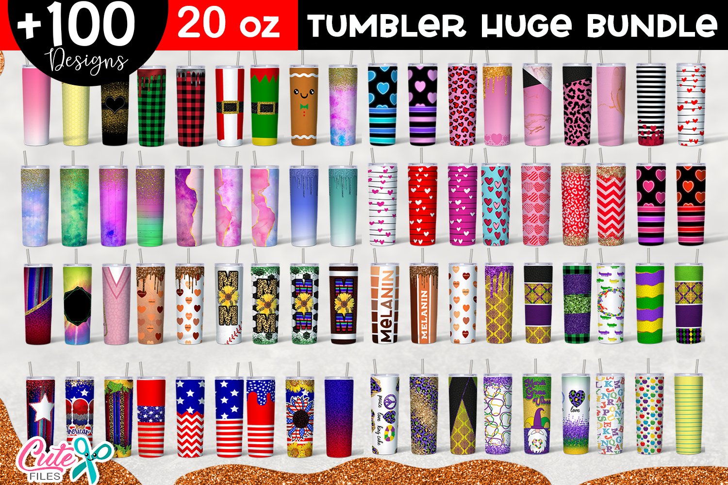 20 Oz. Skinny Tumbler Sublimation Huge Bundle Vol 1 view 2