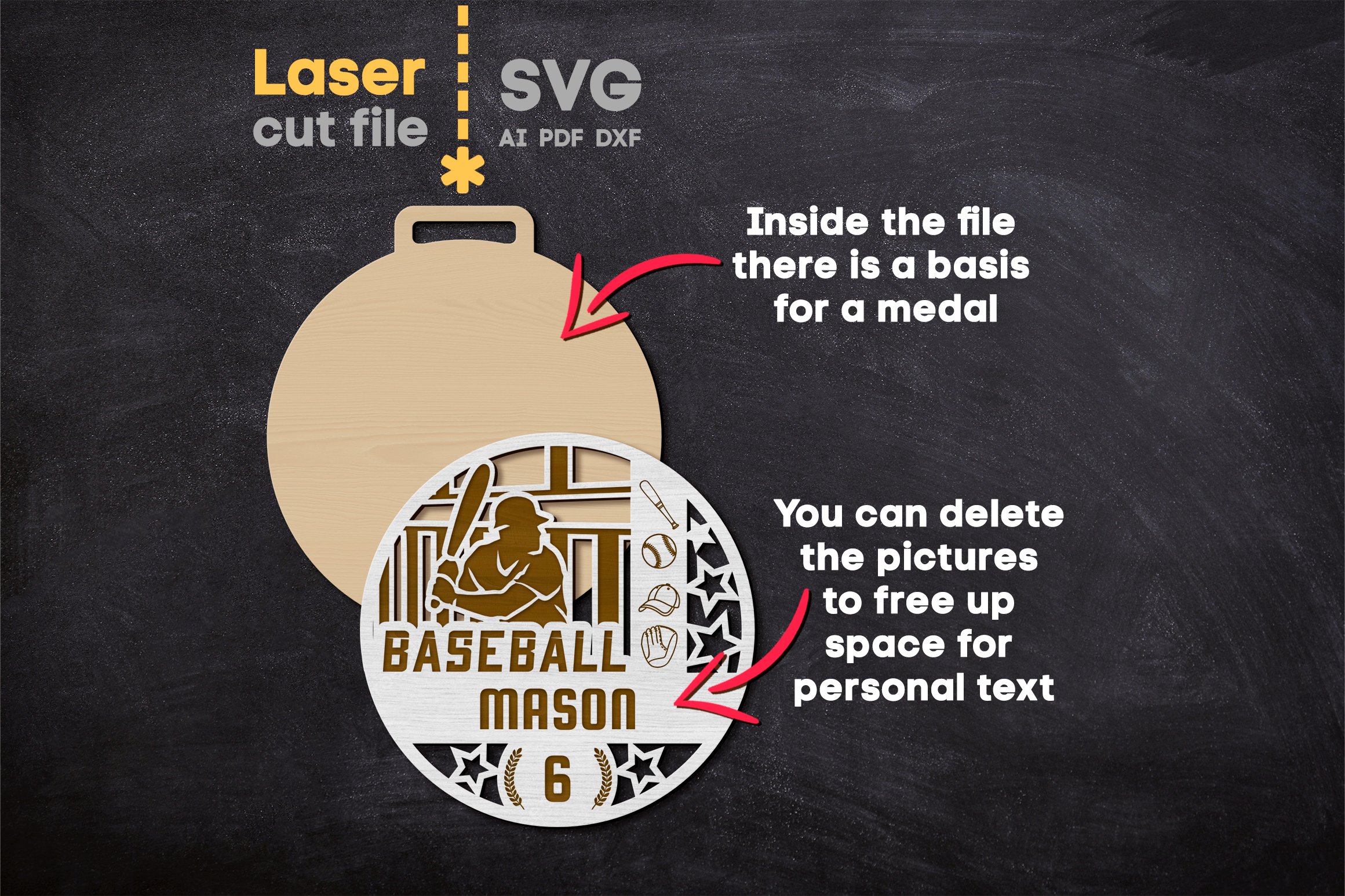 Sport Medals Bundle SVG laser cut files for Glowforge view 3