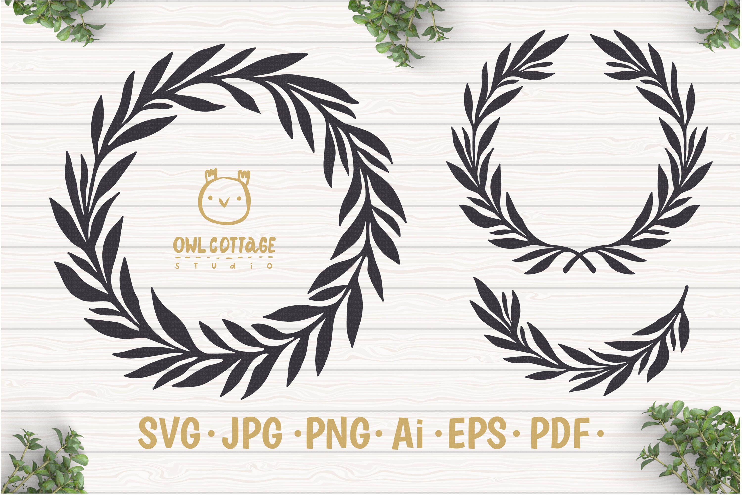 Laurel Leaves SVG Bundle, Floral Decor Bundle, Wedding Decor view 3