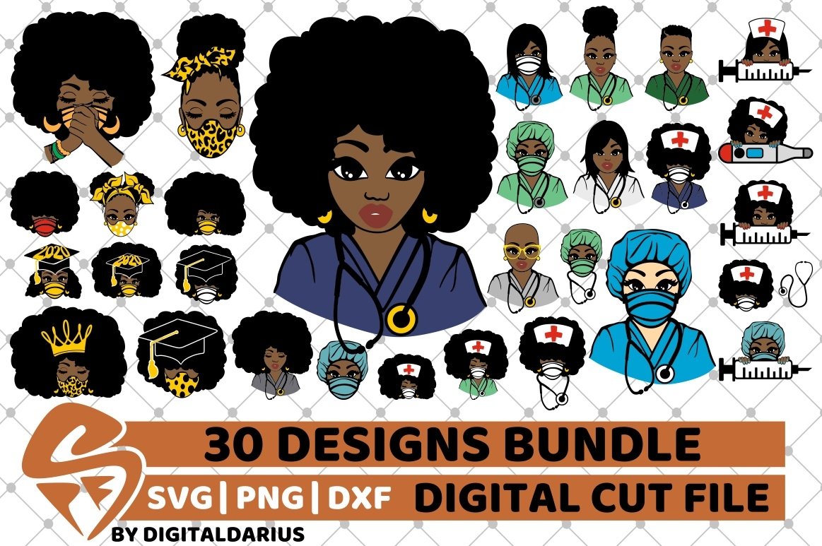 30x Amazing Nurse Bundle svg, Healthcare svg, Black History