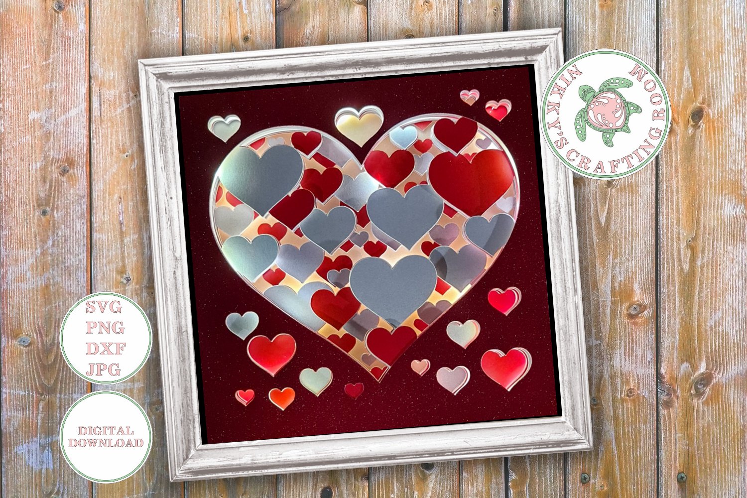 Love heart four design bundle 3d shadow box layered template view 3