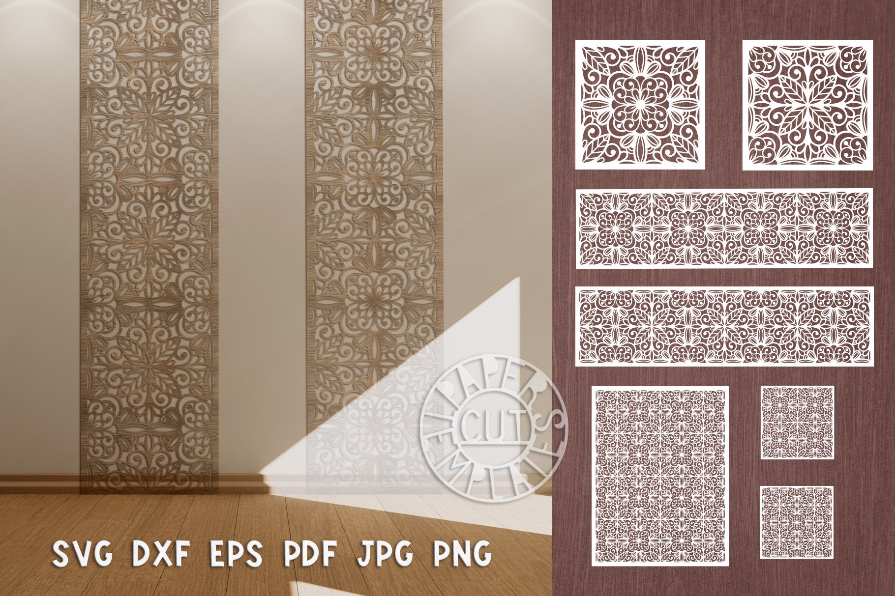 SVG 7 files of flower decorative wall panel for home decor.