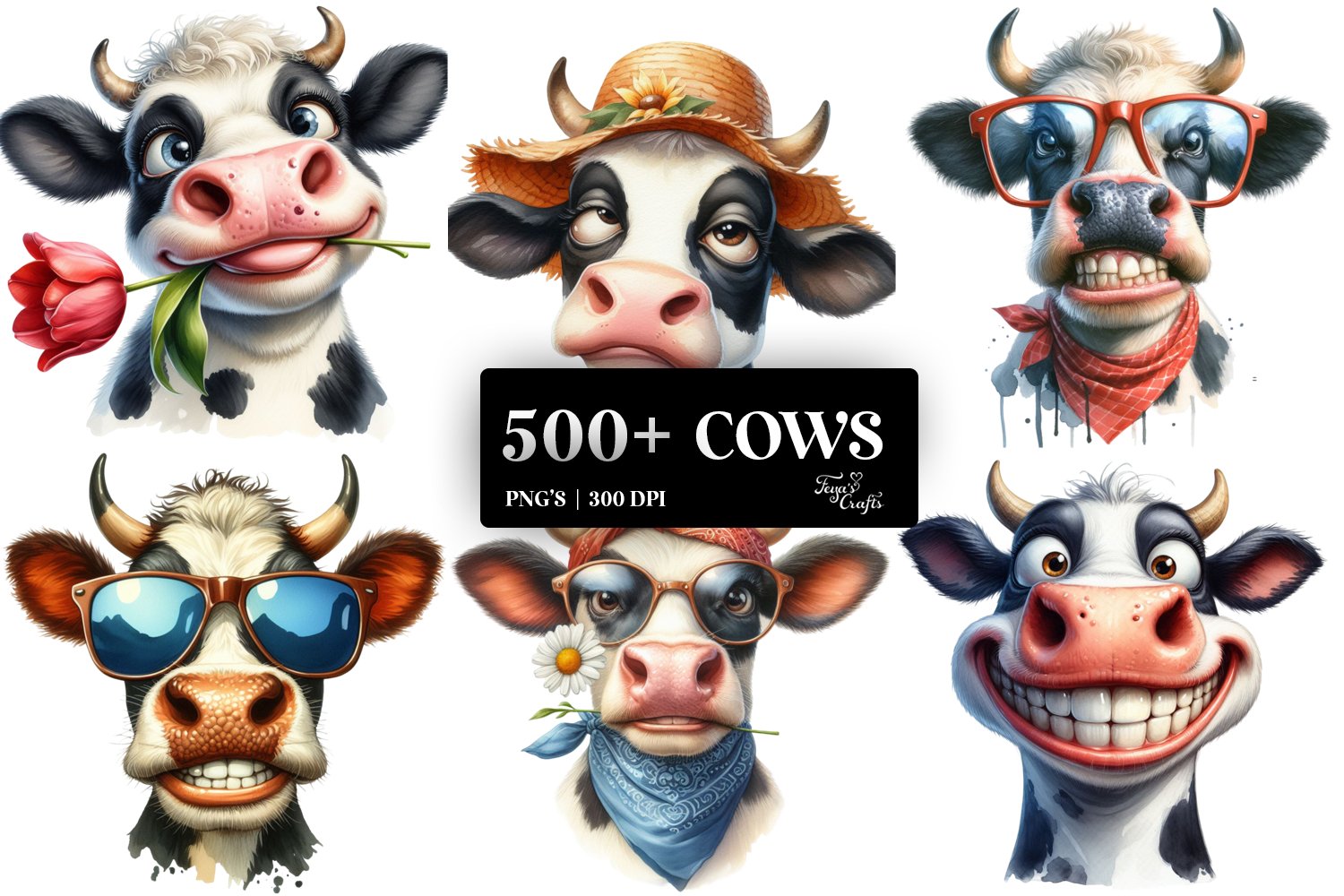 500 Cows Clipart Mega Sublimation Bundle view 3