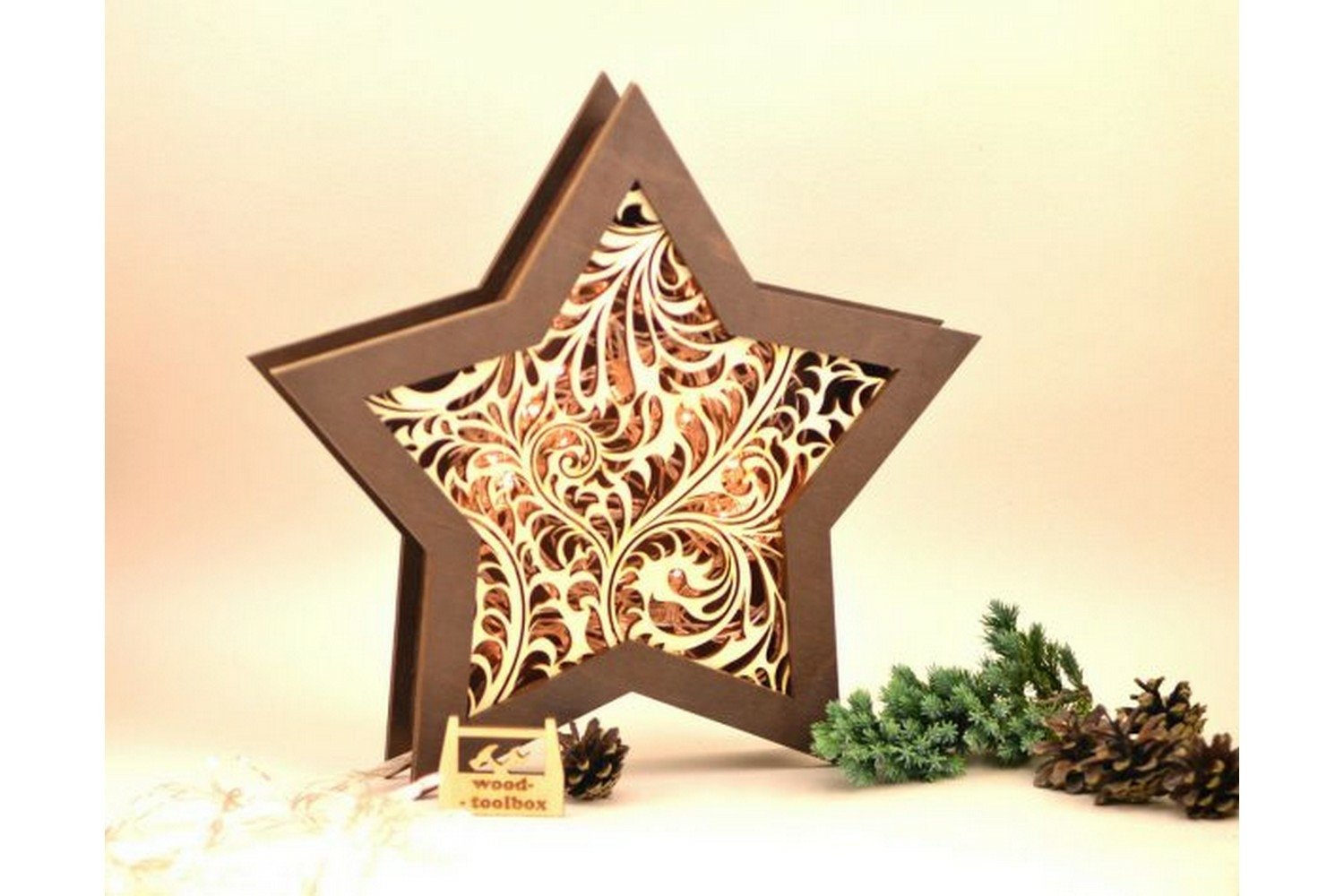 Christmas stars 10 pieces -Laser Cut Files - SVG-DXF-PDF-Ai view 3