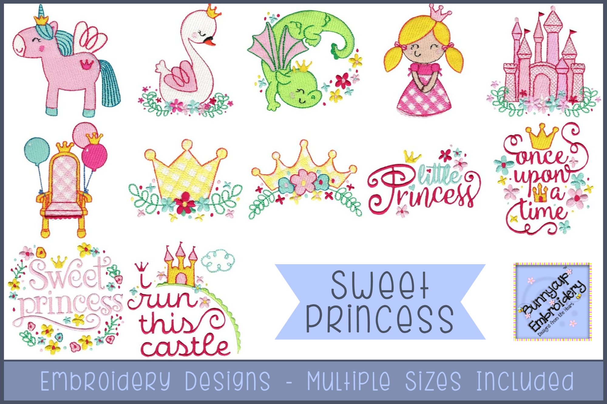 Sweet Princess |Princess Embroidery Designs