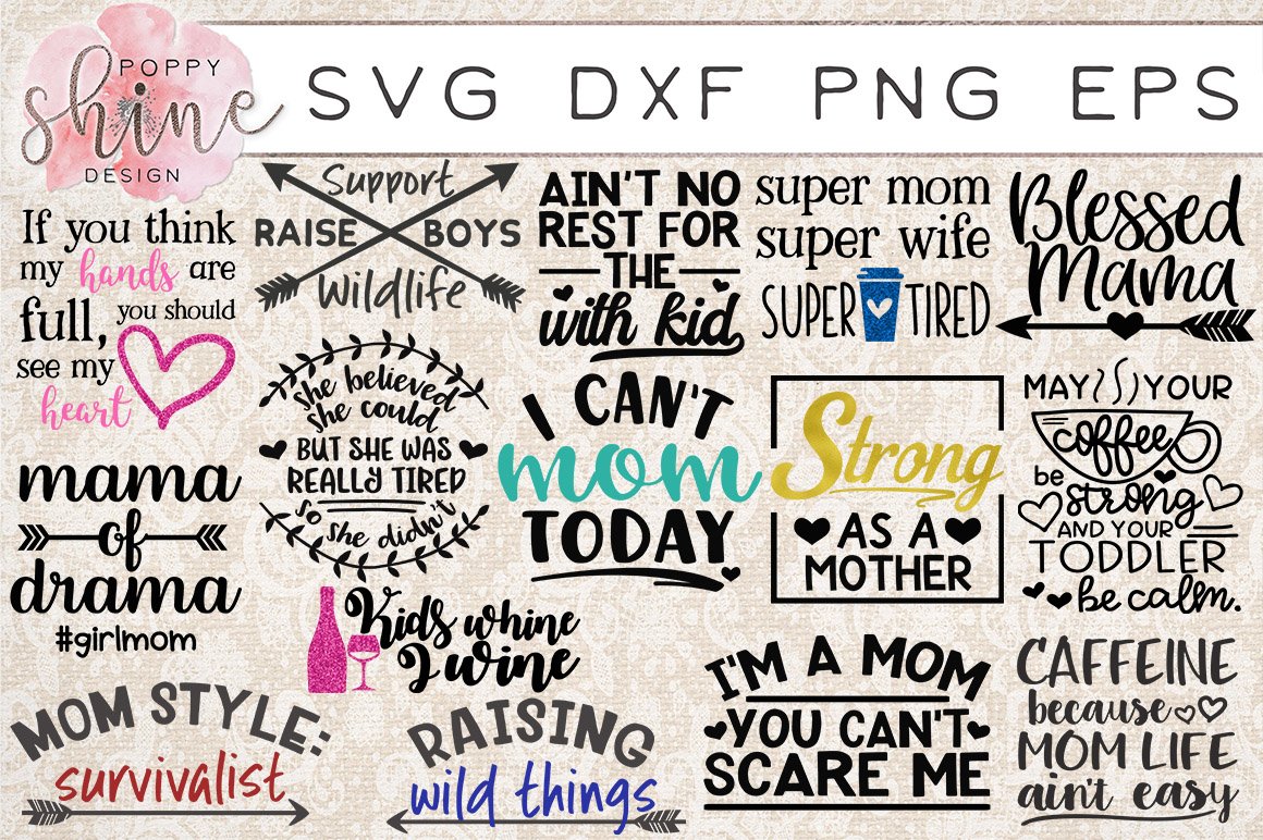 HUGE Mom Bundle of 72 Designs-Best Seller-SVG,PNG,DXF,EPS view 2