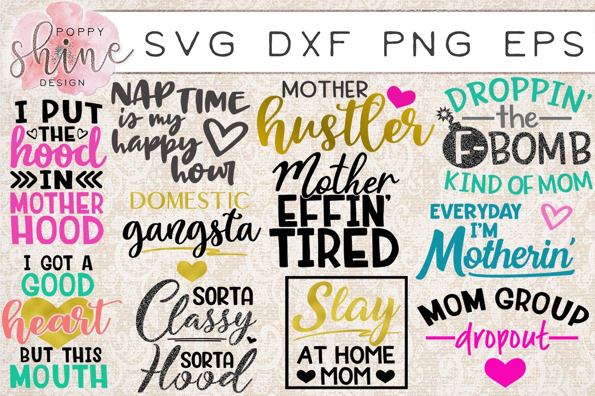HUGE Mom Bundle of 72 Designs-Best Seller-SVG,PNG,DXF,EPS view 3