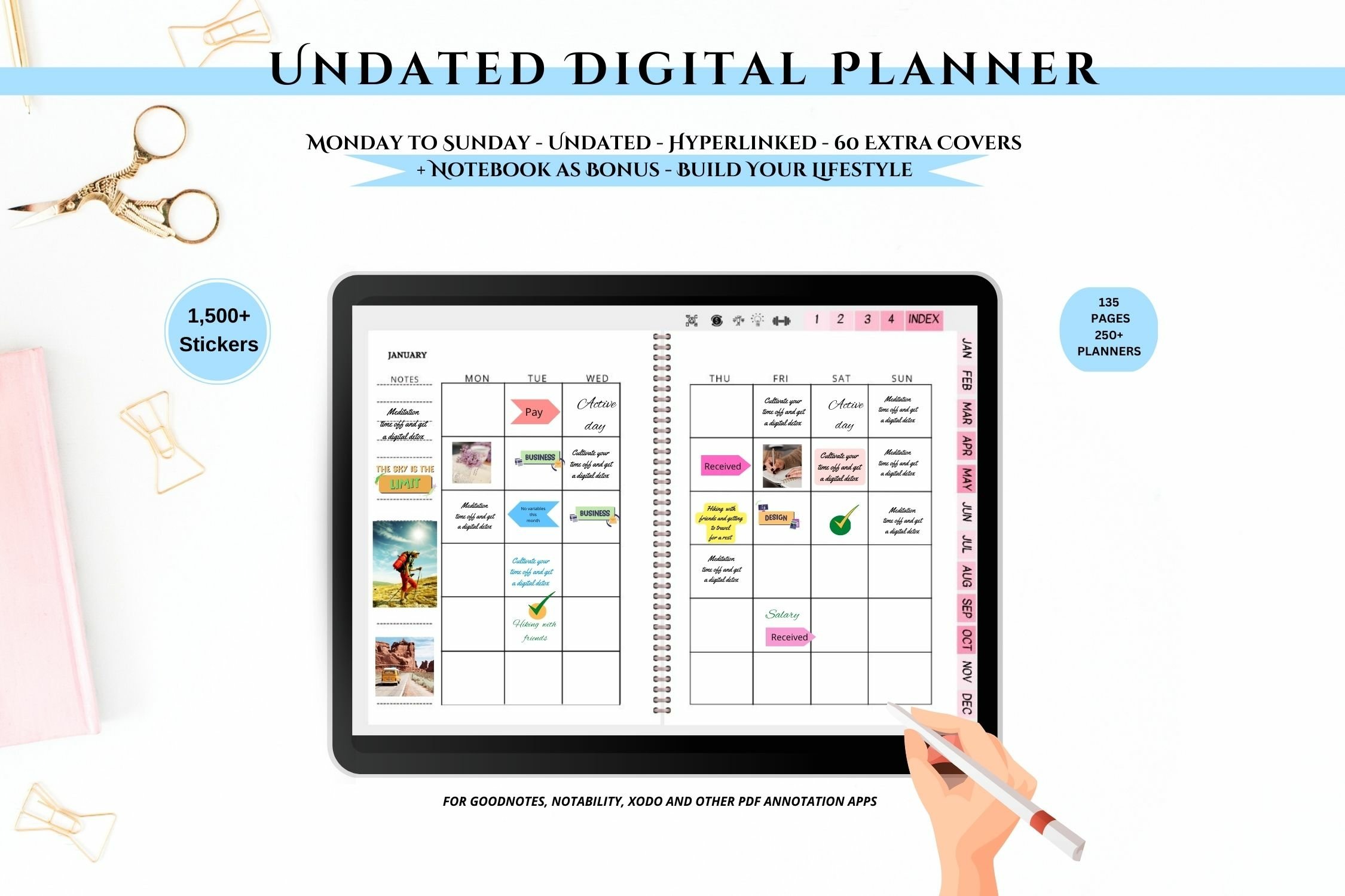 Hyperlinked Ipad Digital Planner Bundle for Busy People