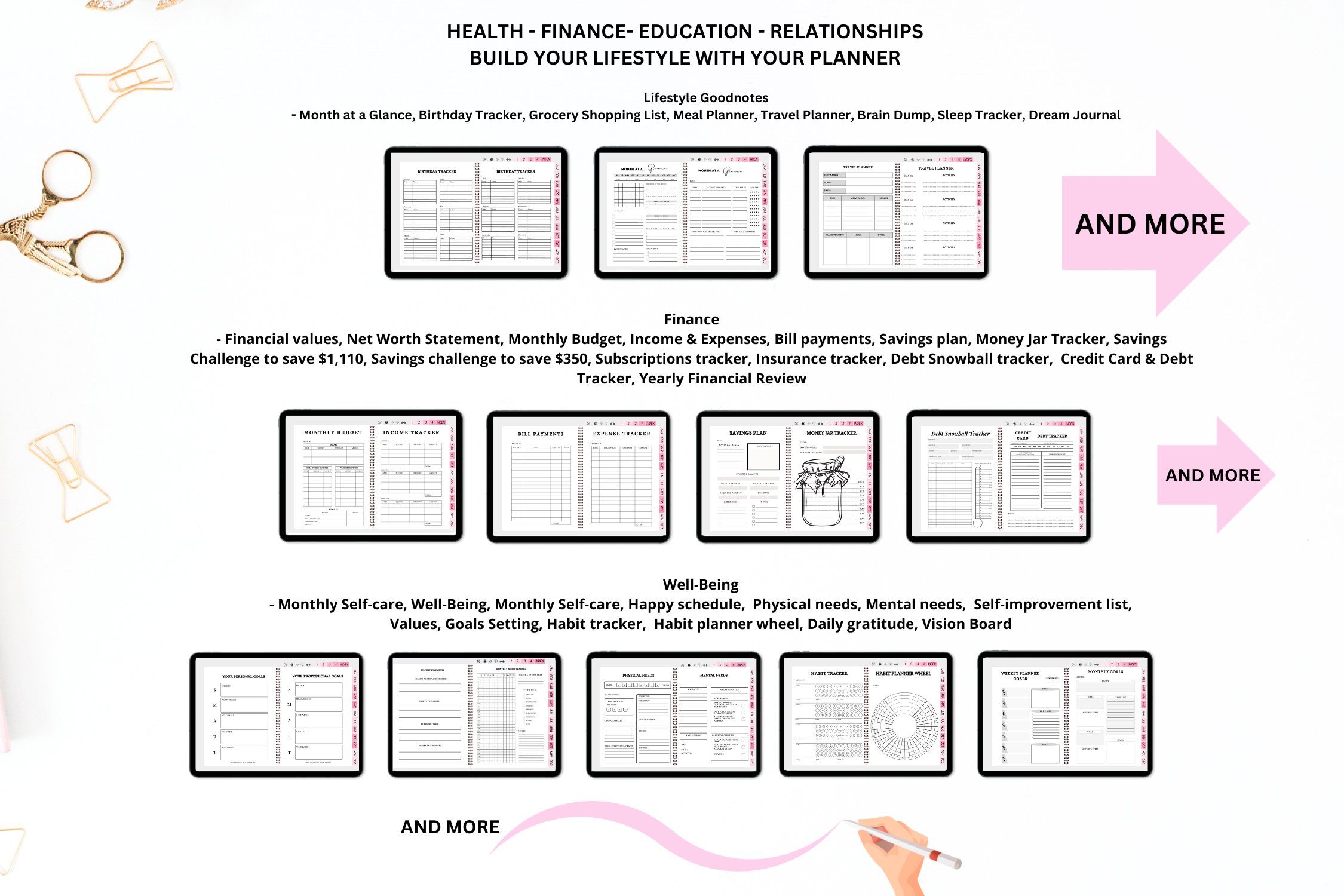 Hyperlinked Ipad Digital Planner Bundle for Busy People view 3