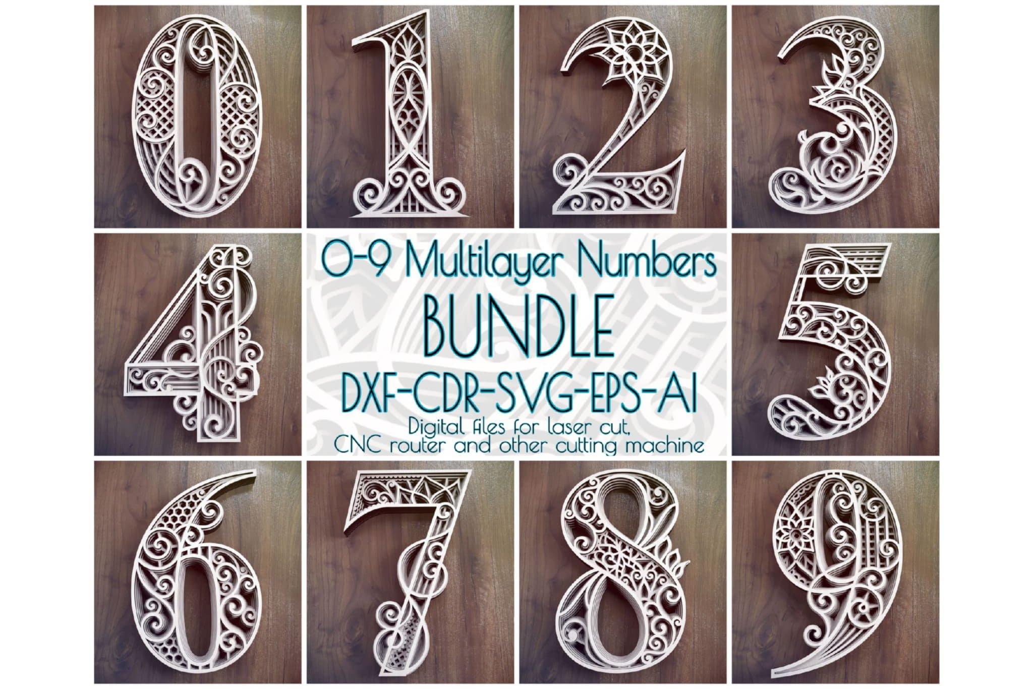 0-9 Multilayer Numbers Bundle, Layered Numbers pattern