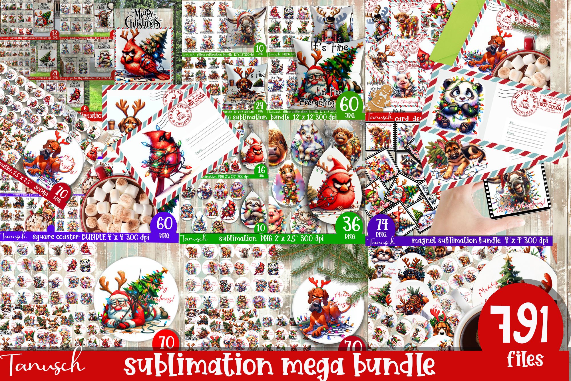 cute christmas Sublimation mega bundle PNG