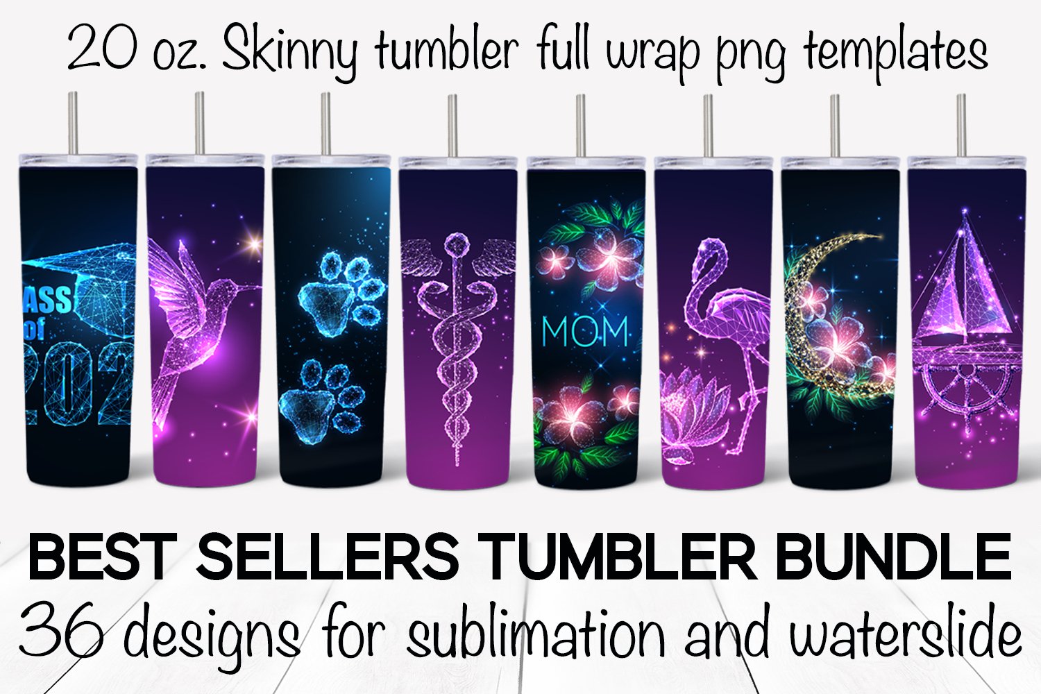Best sellers tumbler bundle. Sublimation designs. Waterslide