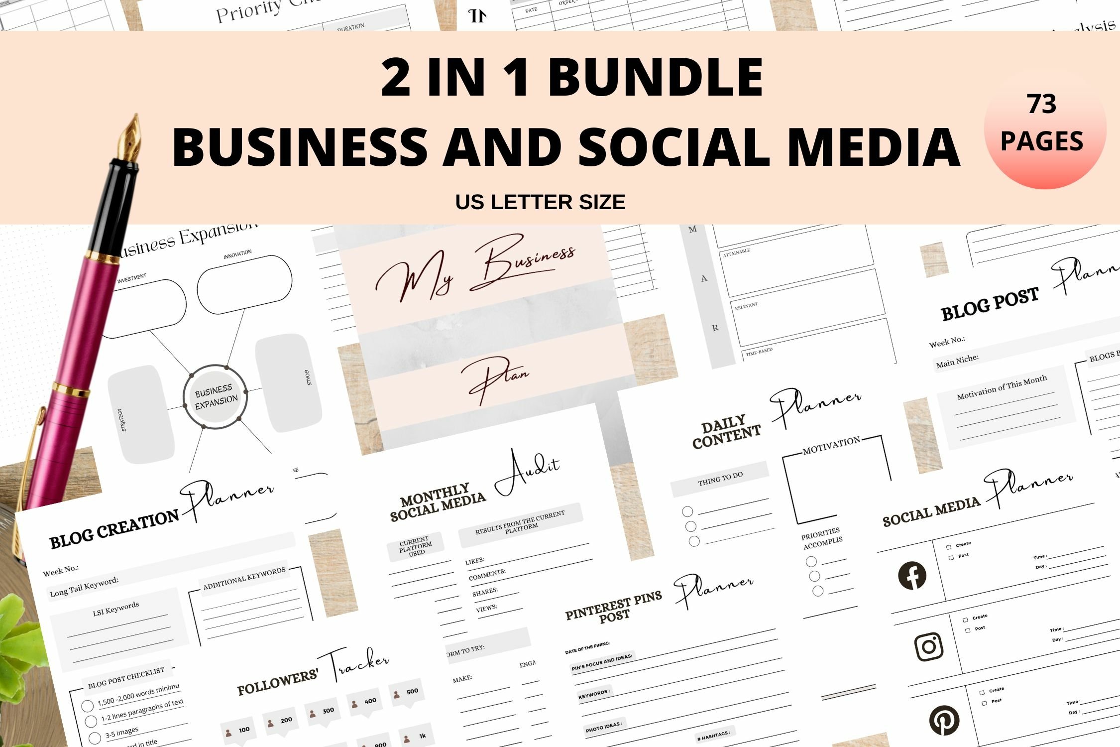 Full Business with Social Media Printable Planner