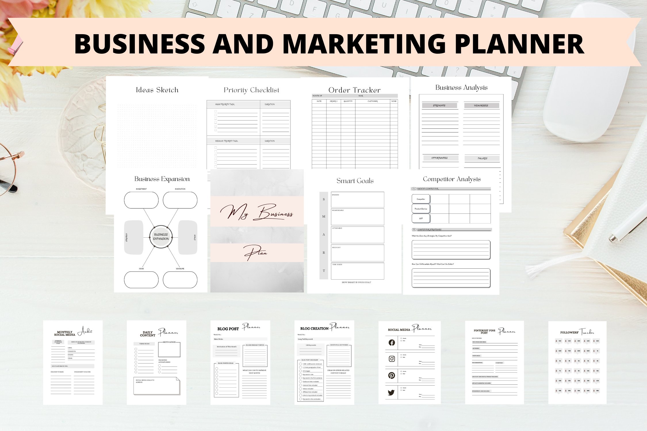 Full Business with Social Media Printable Planner view 3