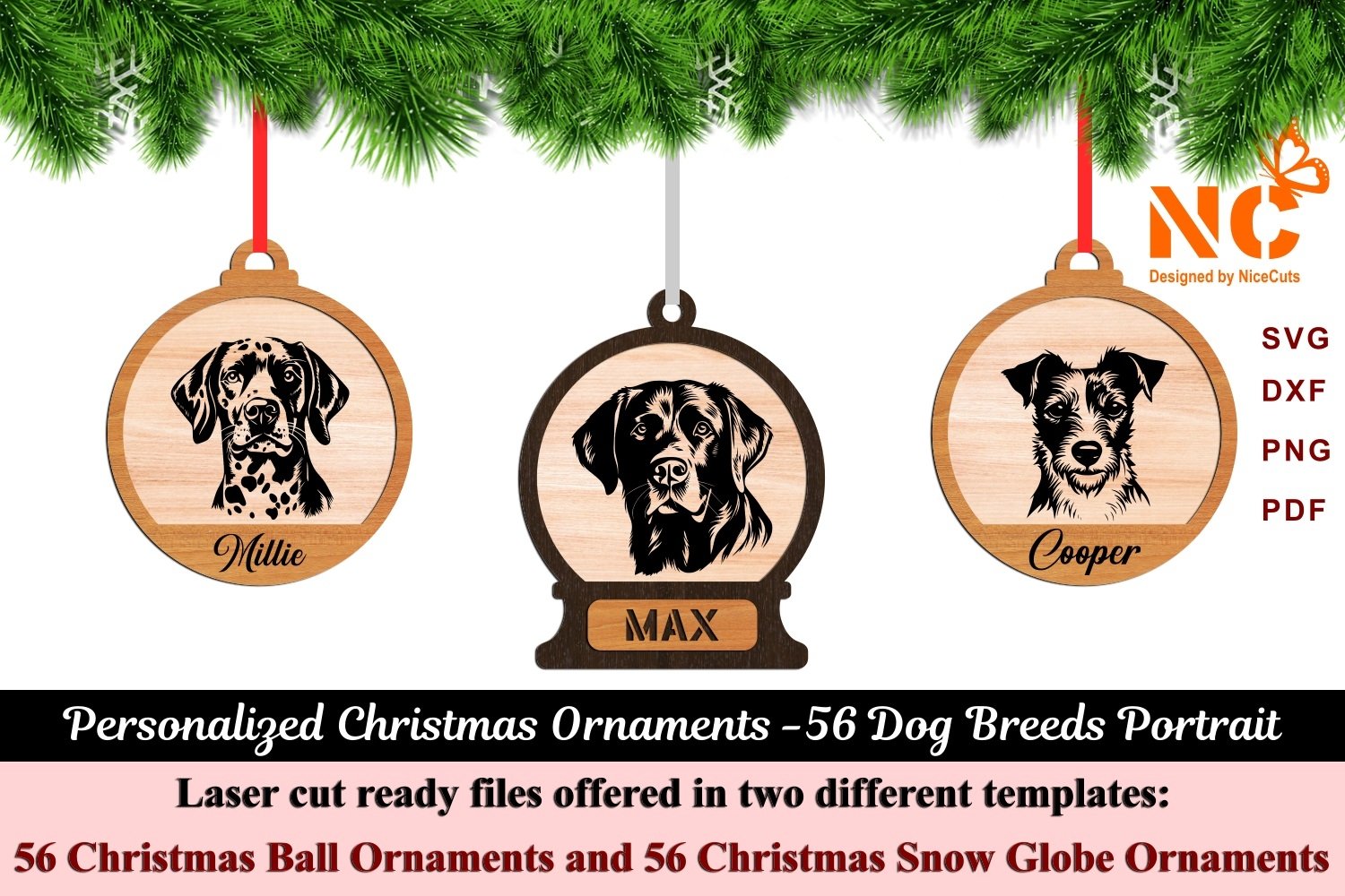 Personalized Christmas Ornaments - Mega Bundle 151 Laser Cut view 3