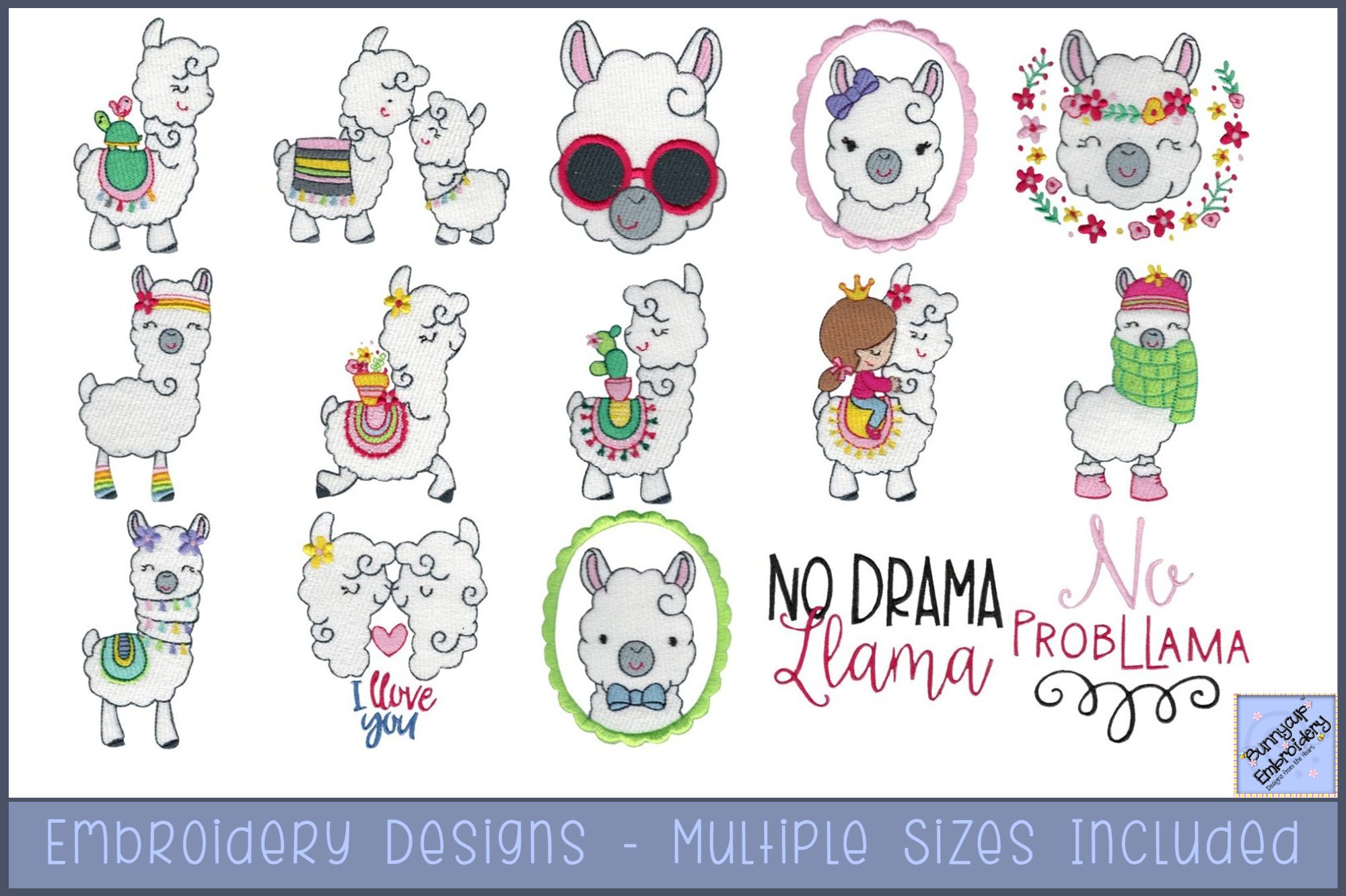Love My Llama Embroidery Designs