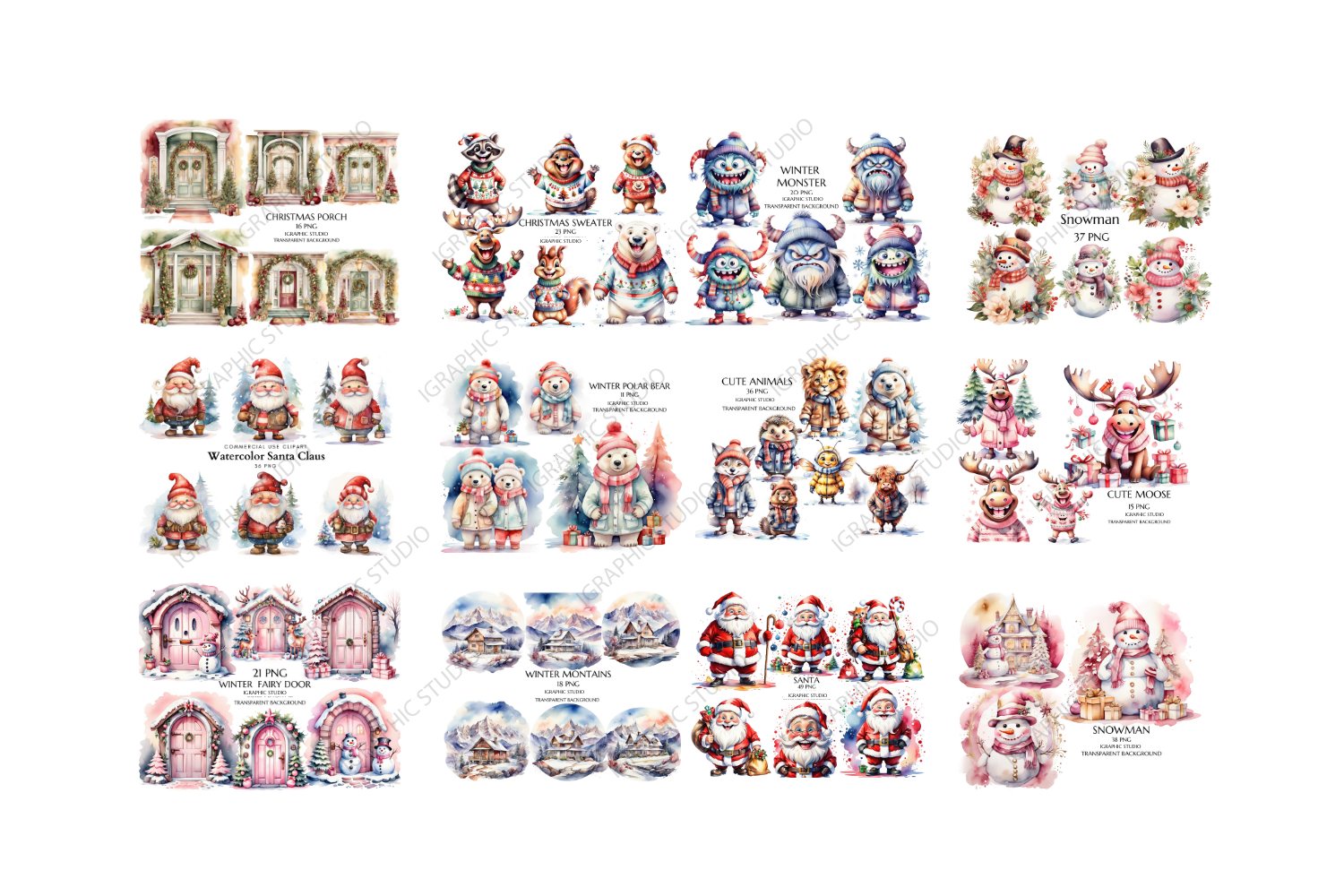 Christmas Mega Bundle , Xmas Png, Winter Sublimation Bundle view 3