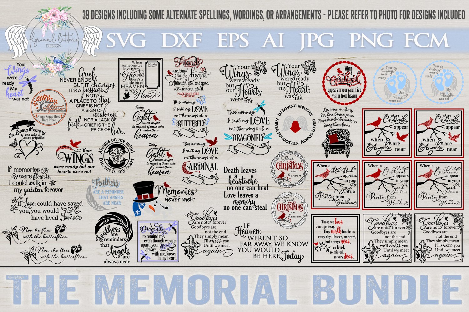 Memorial and Remembrance SVG Bundle of 39 Designs