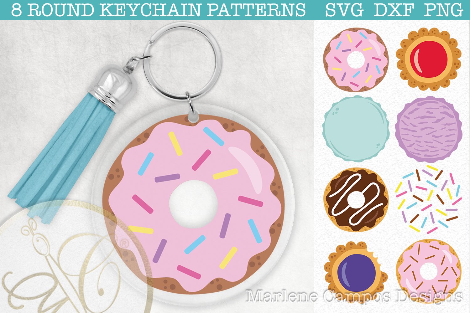 BUNDLE Set of 4 Keychain Patterns / SVG, DXF, PNG view 3