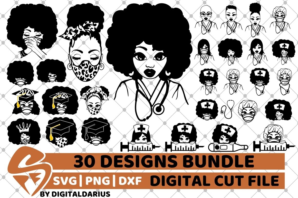 30x Amazing Nurse Bundle svg, Mask svg, Black History Month