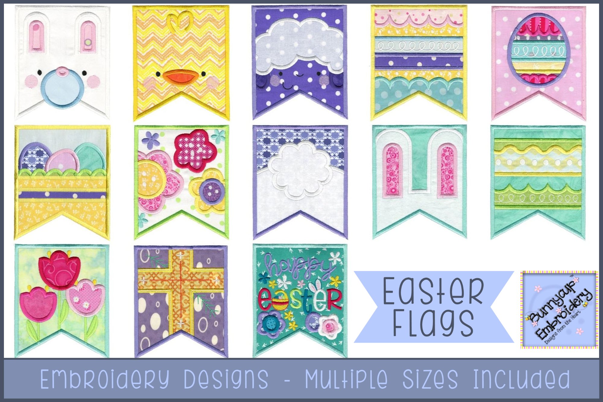 Easter Flags|In The Hoop Embroidery Designs