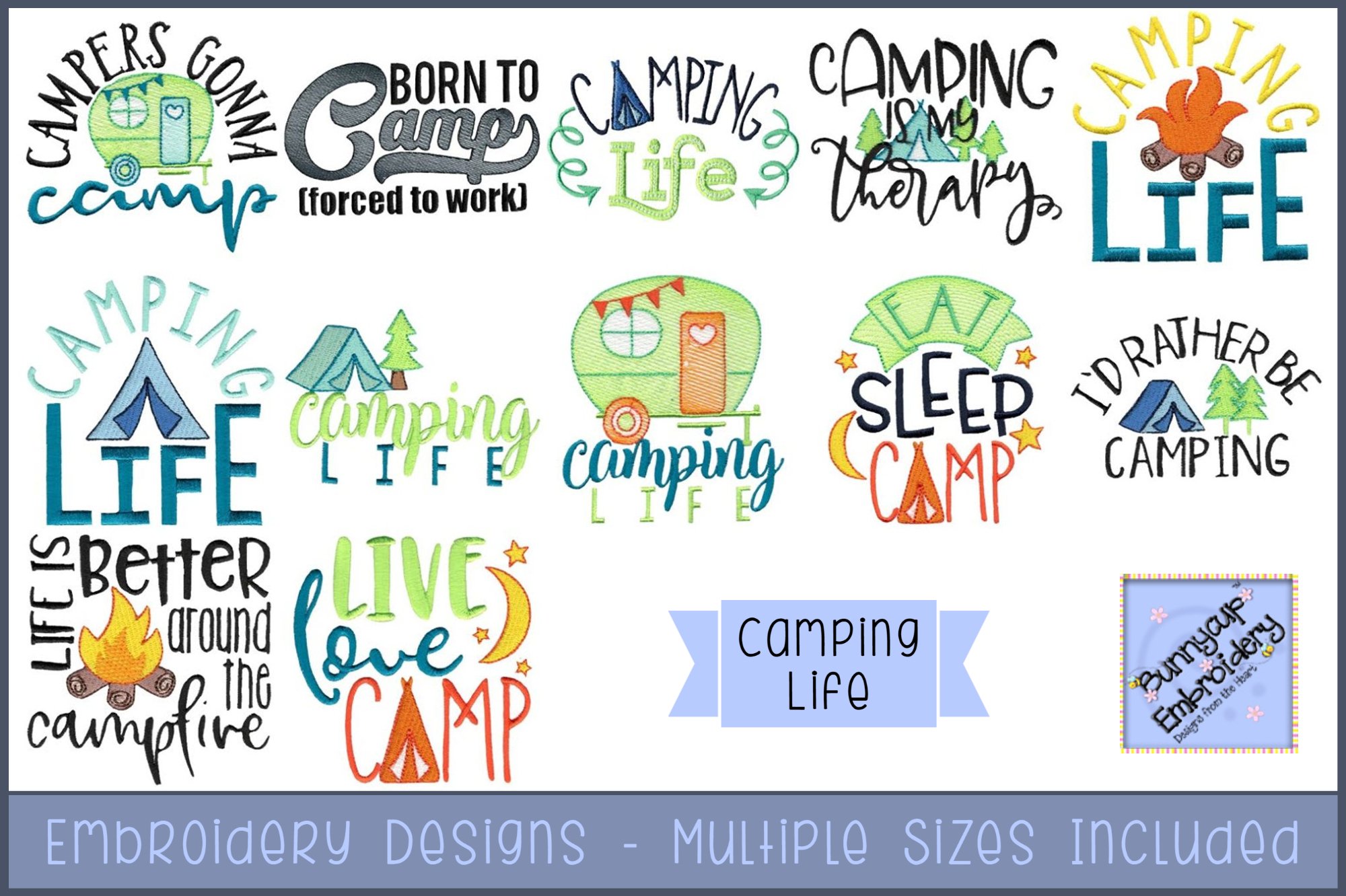 Camping Life Embroidery Designs