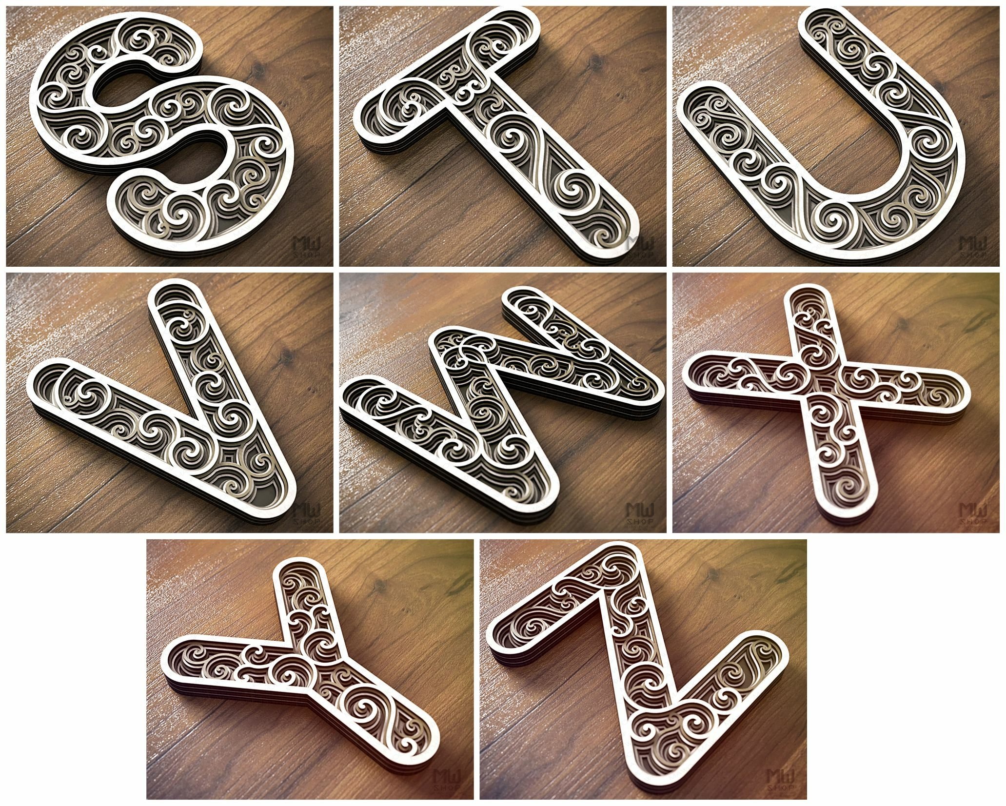 A-Z Layered Letters Bundle, 3D Alphabet letters Bundle view 3