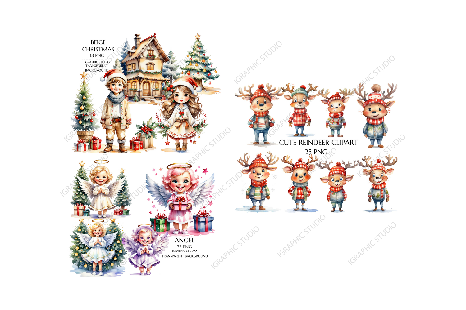 Christmas Mega Bundle, Xmas Clipart, Winter Clipart Bundle view 3