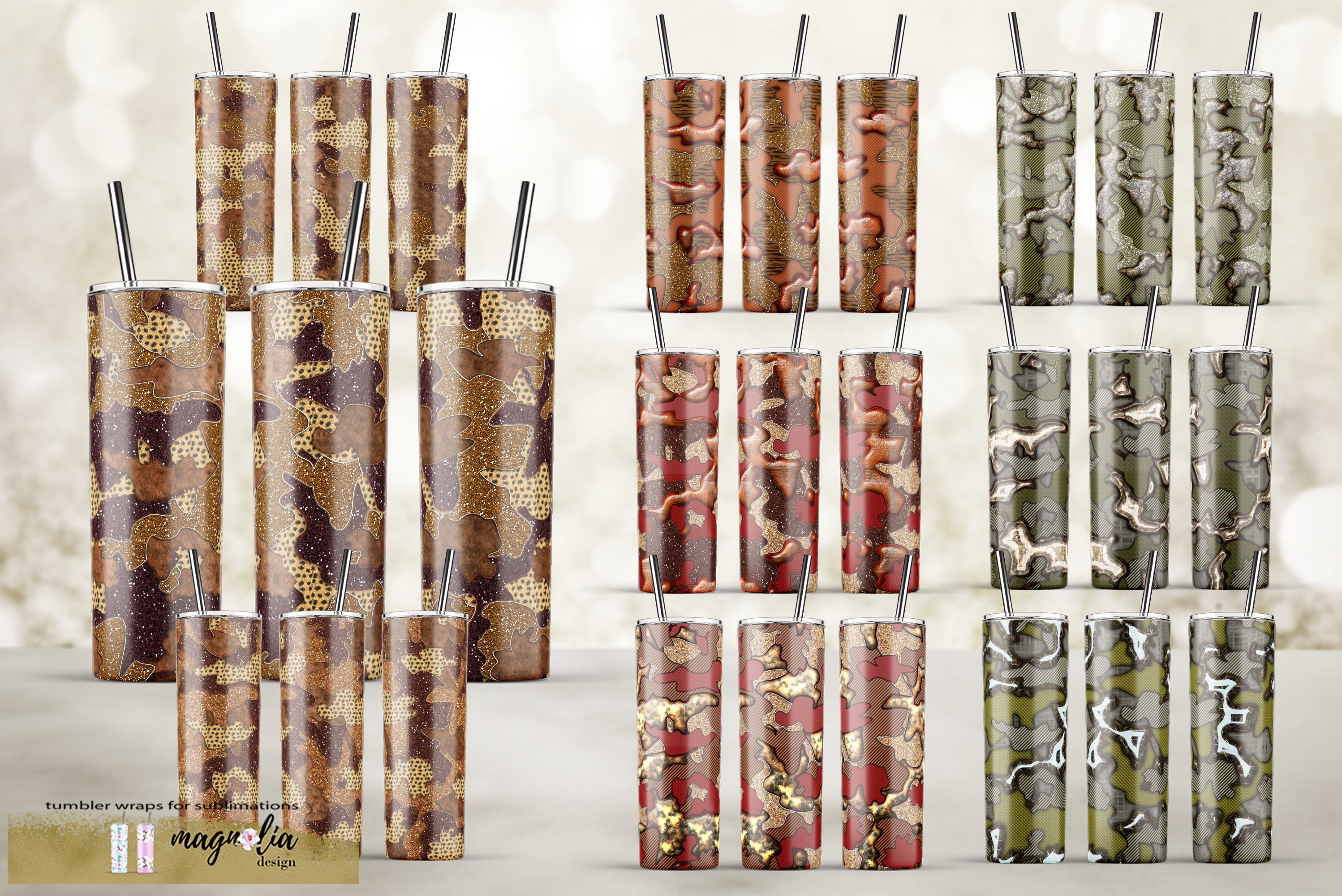 Camouflage tumbler sublimation bundle design