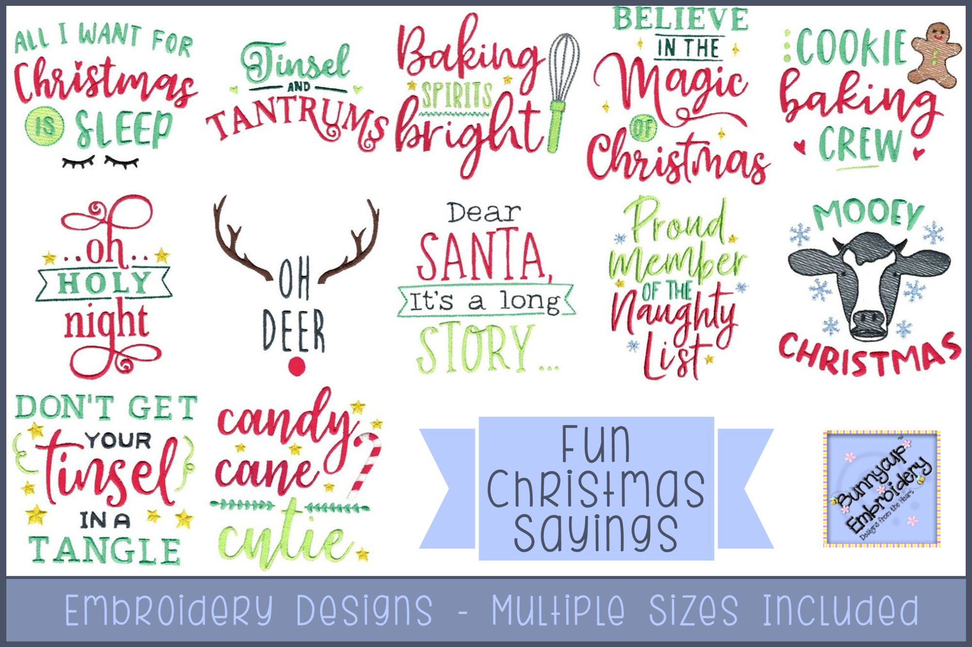 Fun Christmas Sayings | Christmas Embroidery Designs