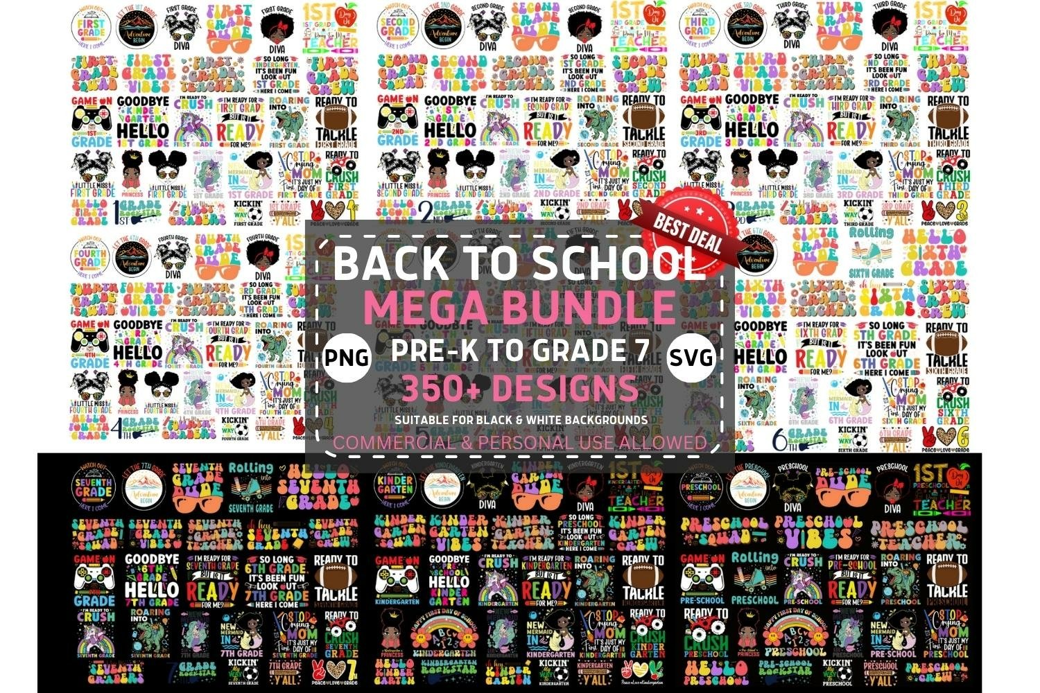 Back to School Svg Png Bundle, First 1st Day of School Svg