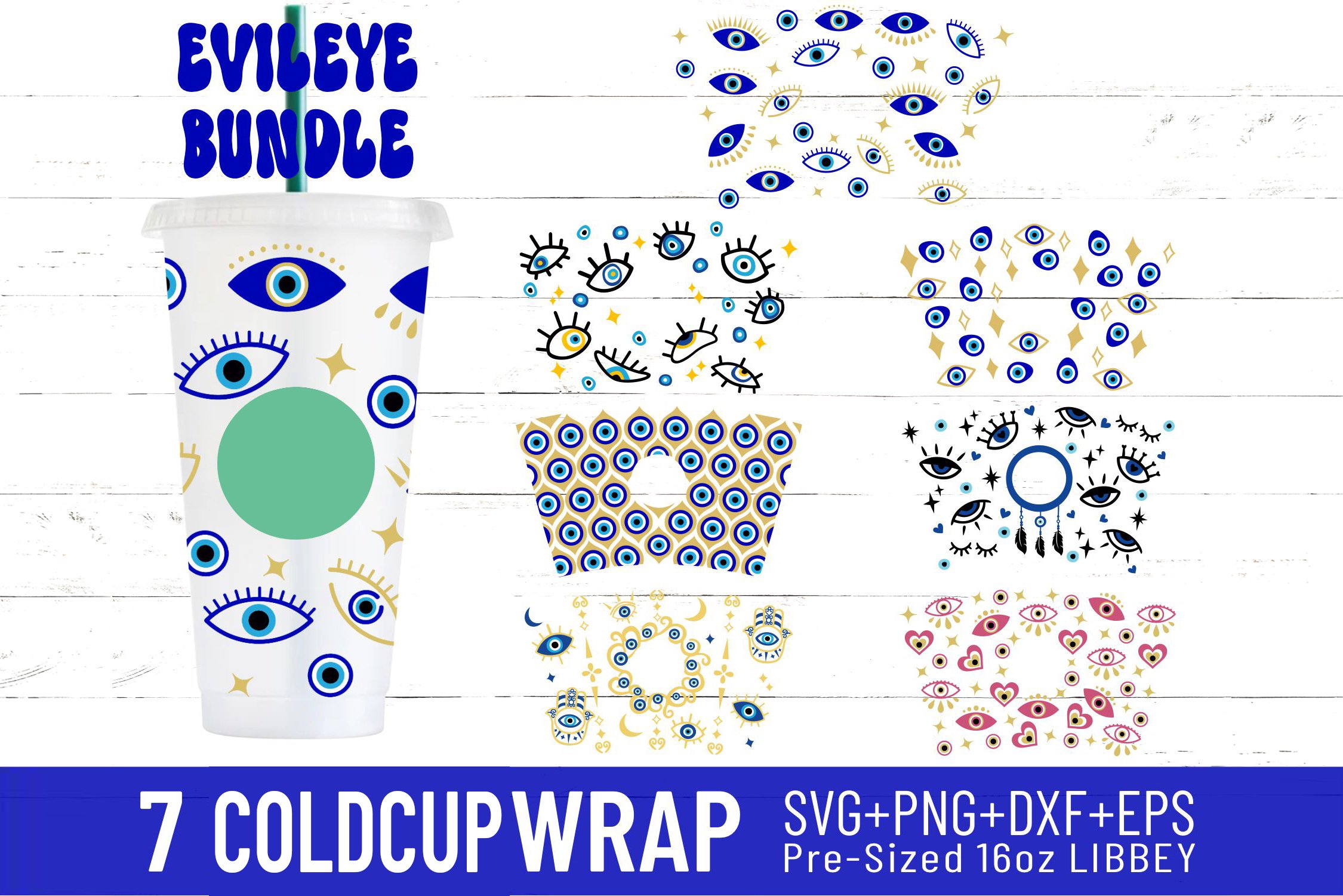 24oz Evil Eyes Starbucks Cold Cup Svg Bundle, Turkish Eye