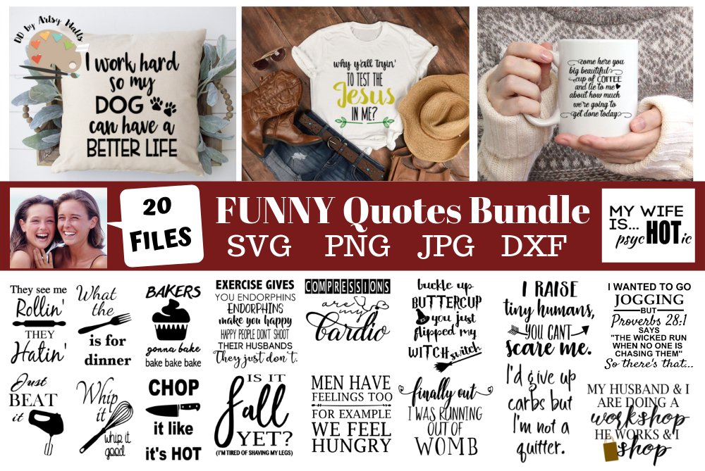 Funny quotes Bundle, Humorous designs, funny svg bundle dxf