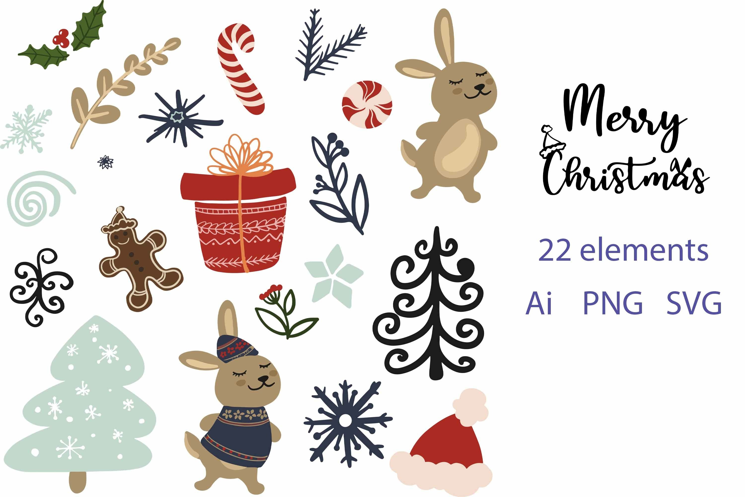 Cute Christmas Bundle. Big Xmas clipart   seamless patterns view 3