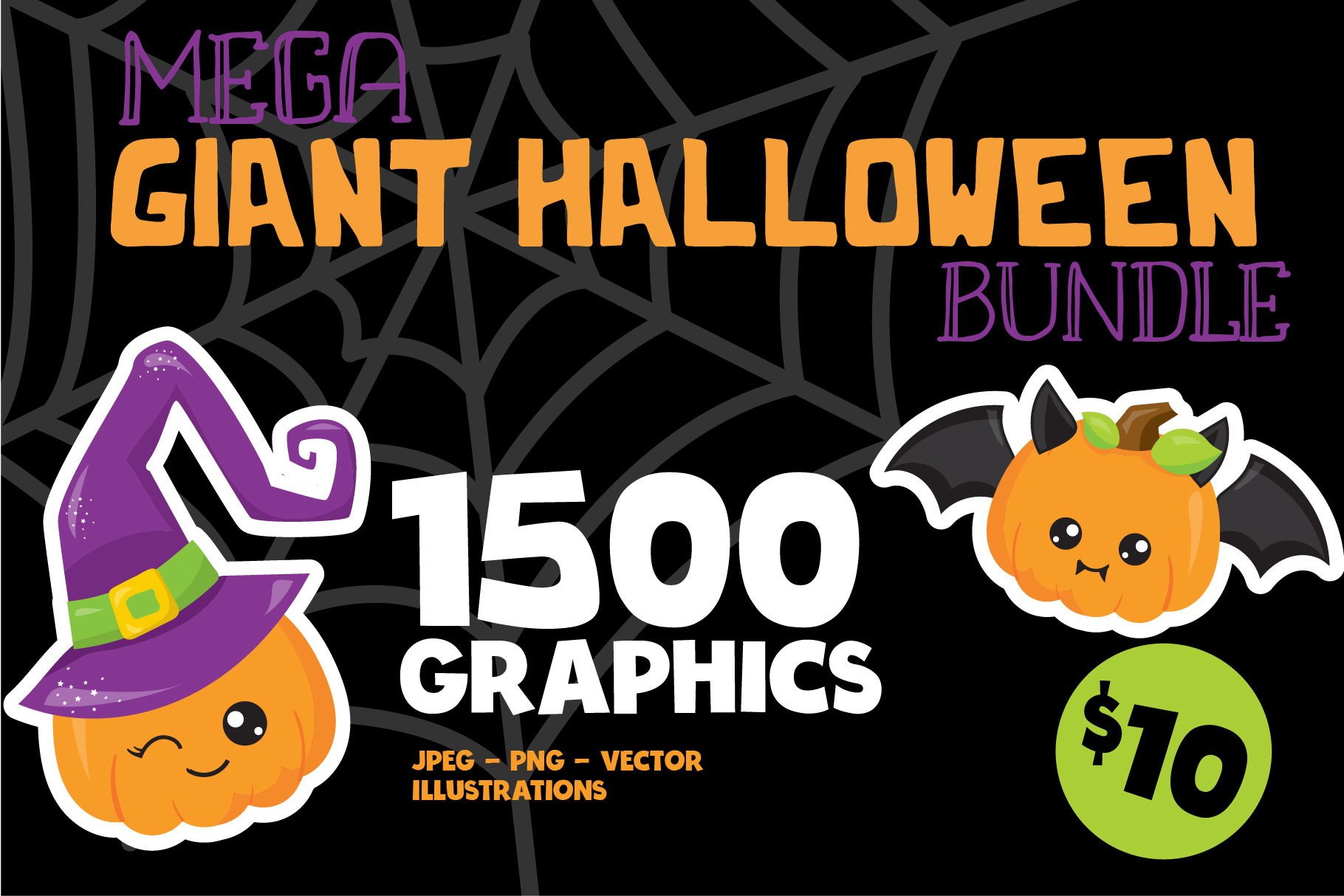 Halloween Bundle Illustrations - Sublimation Clipart designs
