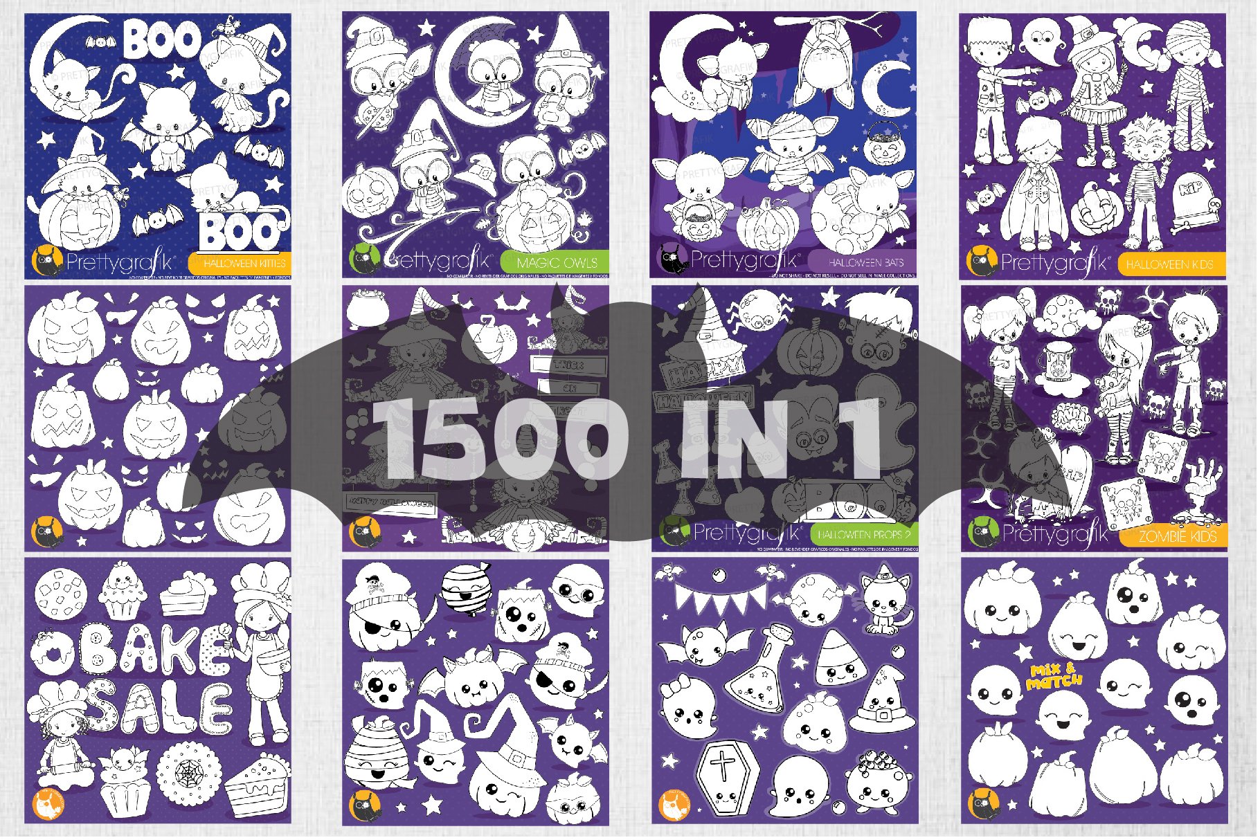Halloween Bundle Illustrations - Sublimation Clipart designs view 3