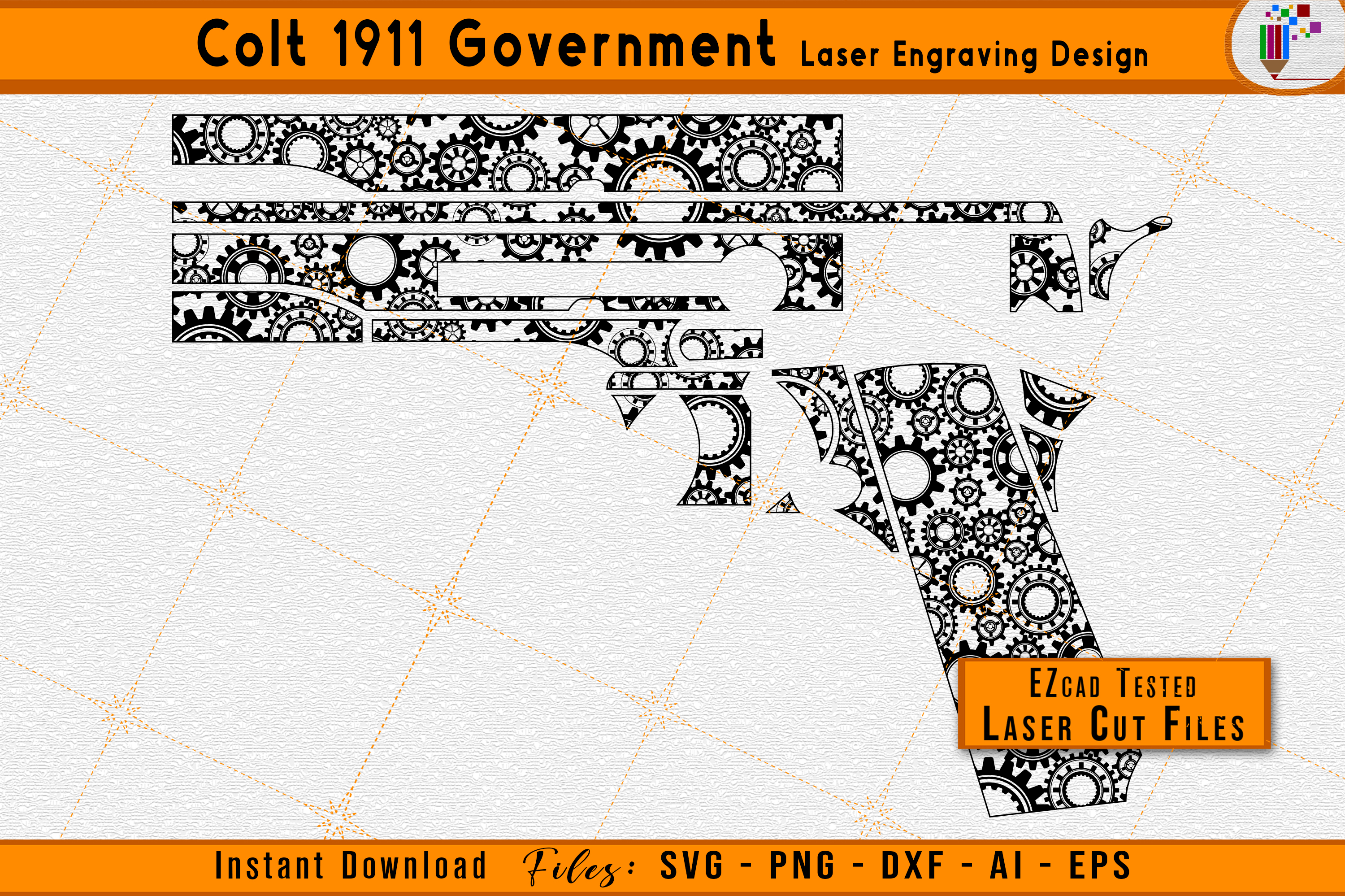 Colt 1911 Gear Pattern Firearms Laser Engraving Cut Files