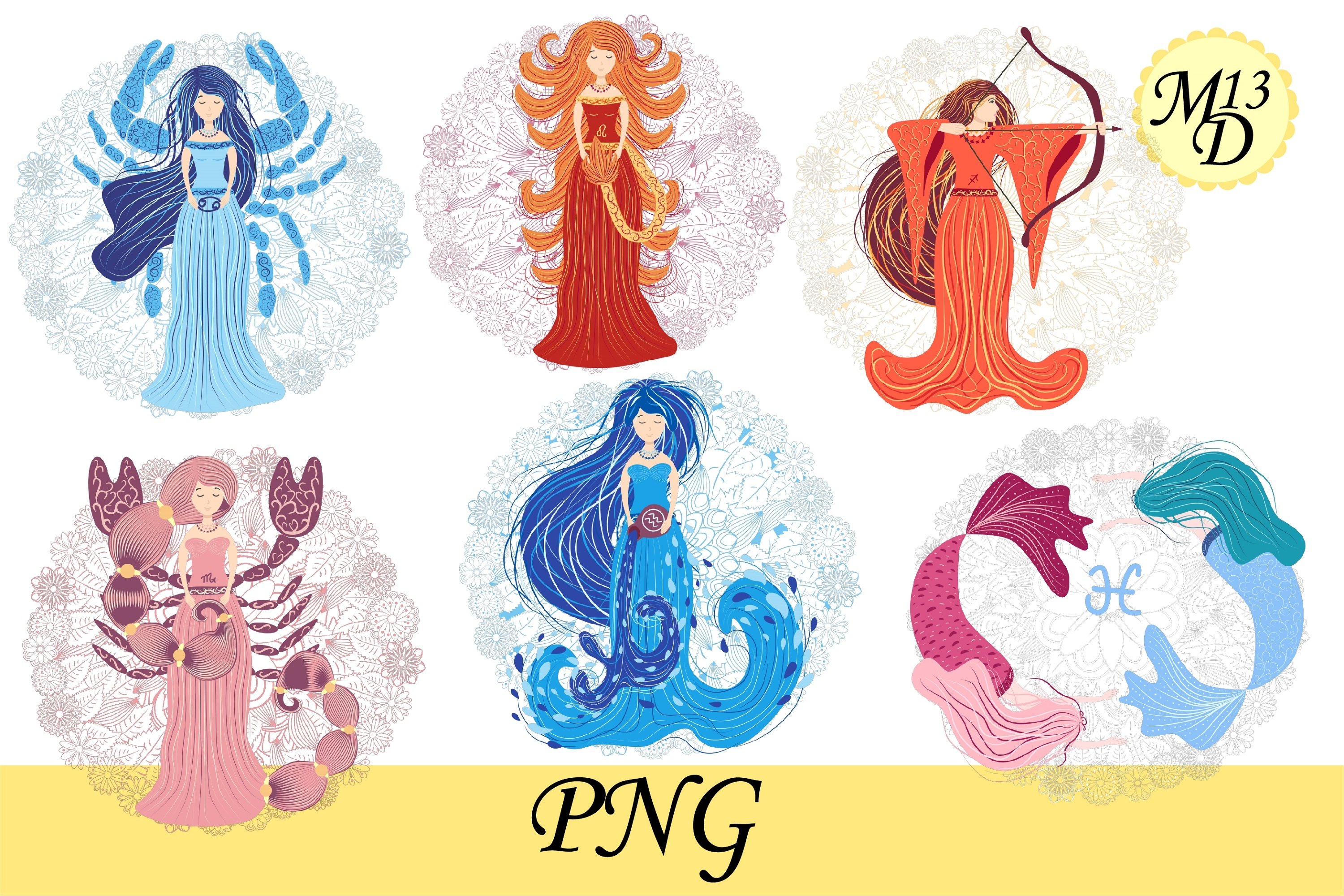 12 women zodiac signs for every month, discount 60 per, PNG