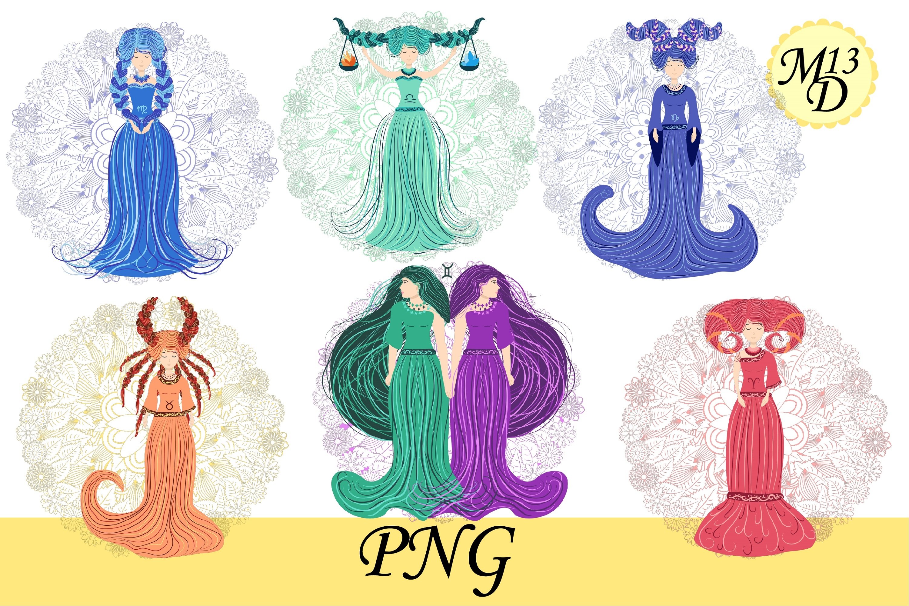 12 women zodiac signs for every month, discount 60 per, PNG view 2