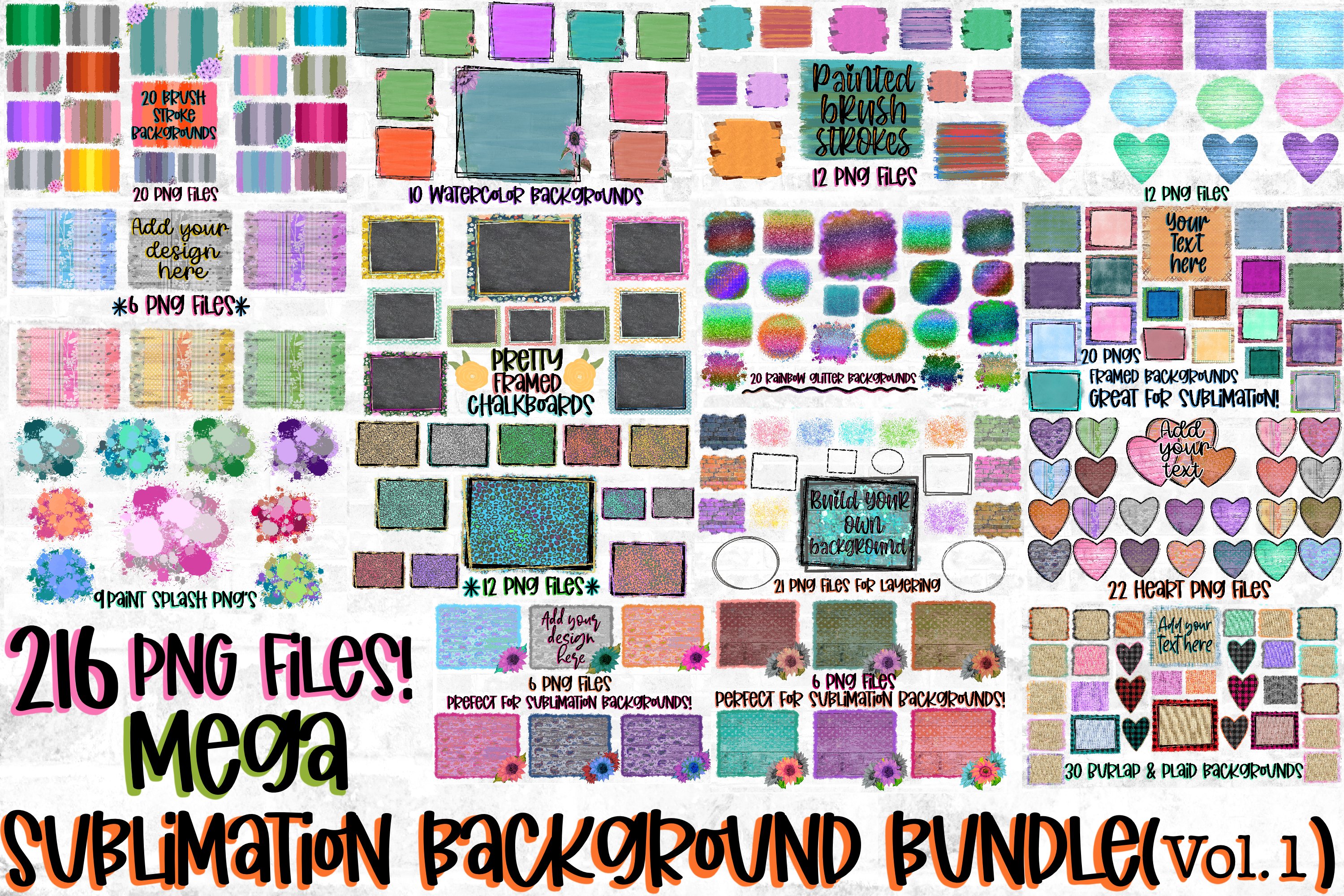590 PNG Files! Crazy Big Sublimation Background Bundle view 3