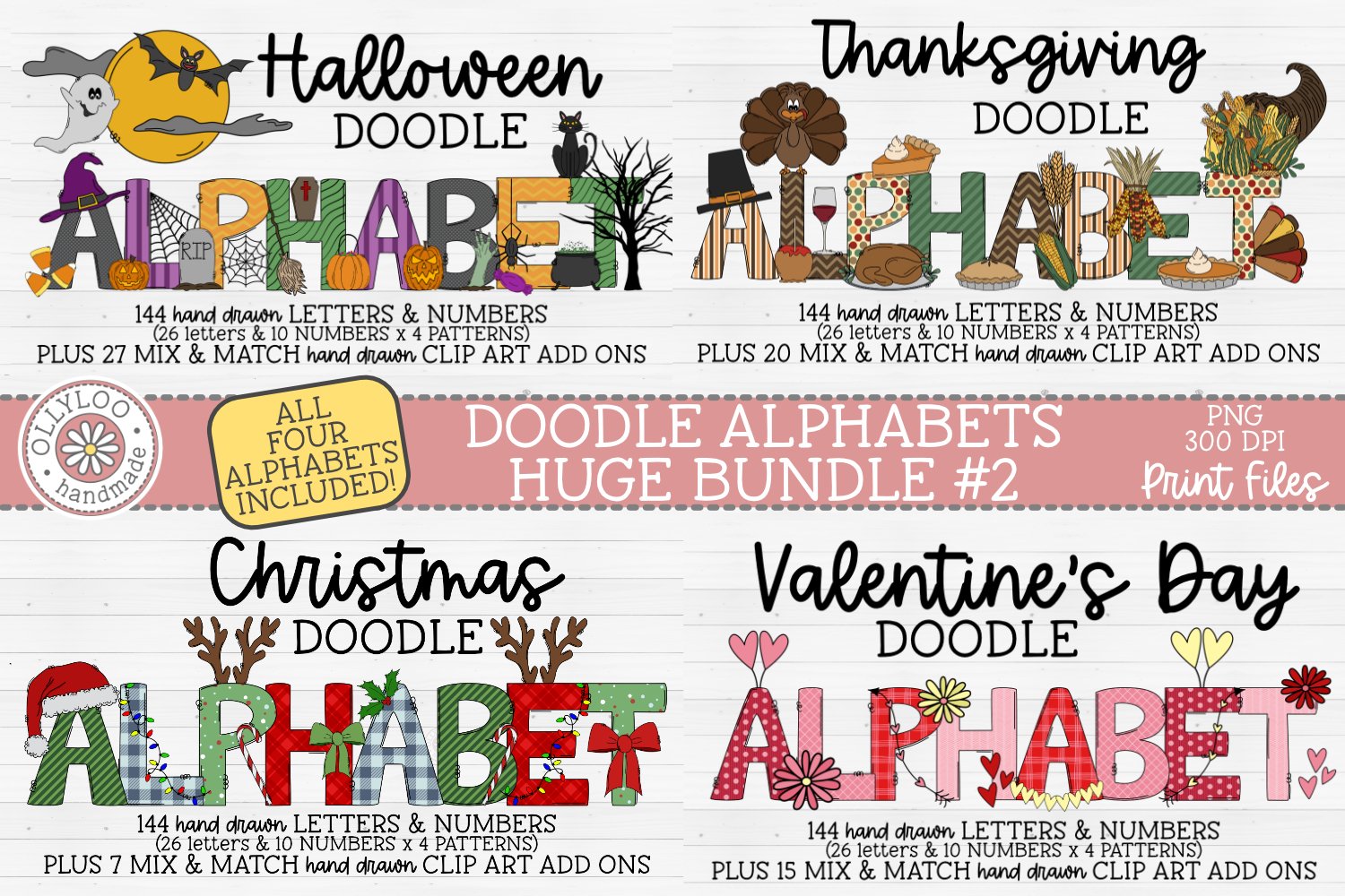 Mega Doodle Alphabet Bundle with Hand Drawn Clipart #2