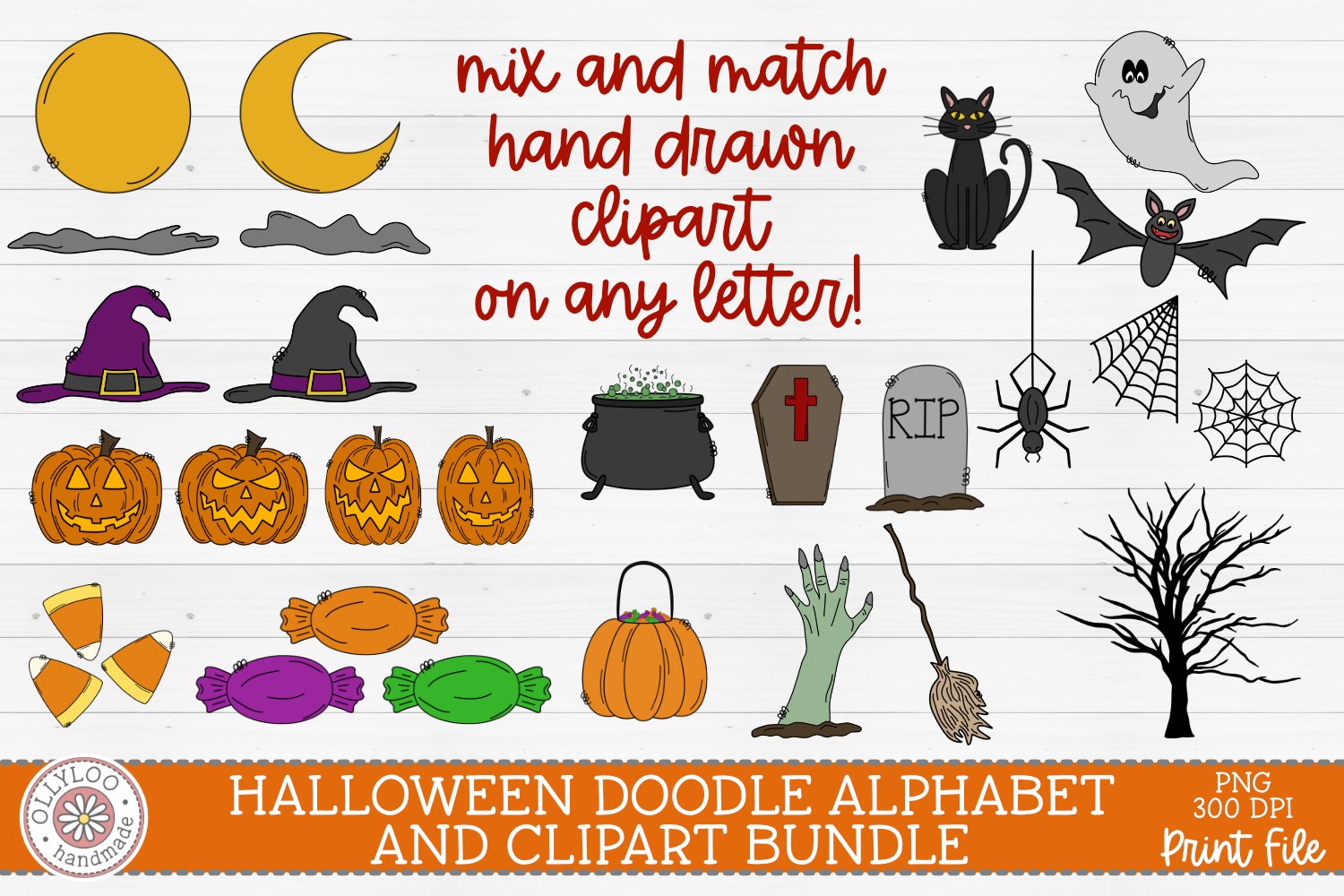Mega Doodle Alphabet Bundle with Hand Drawn Clipart #2 view 2