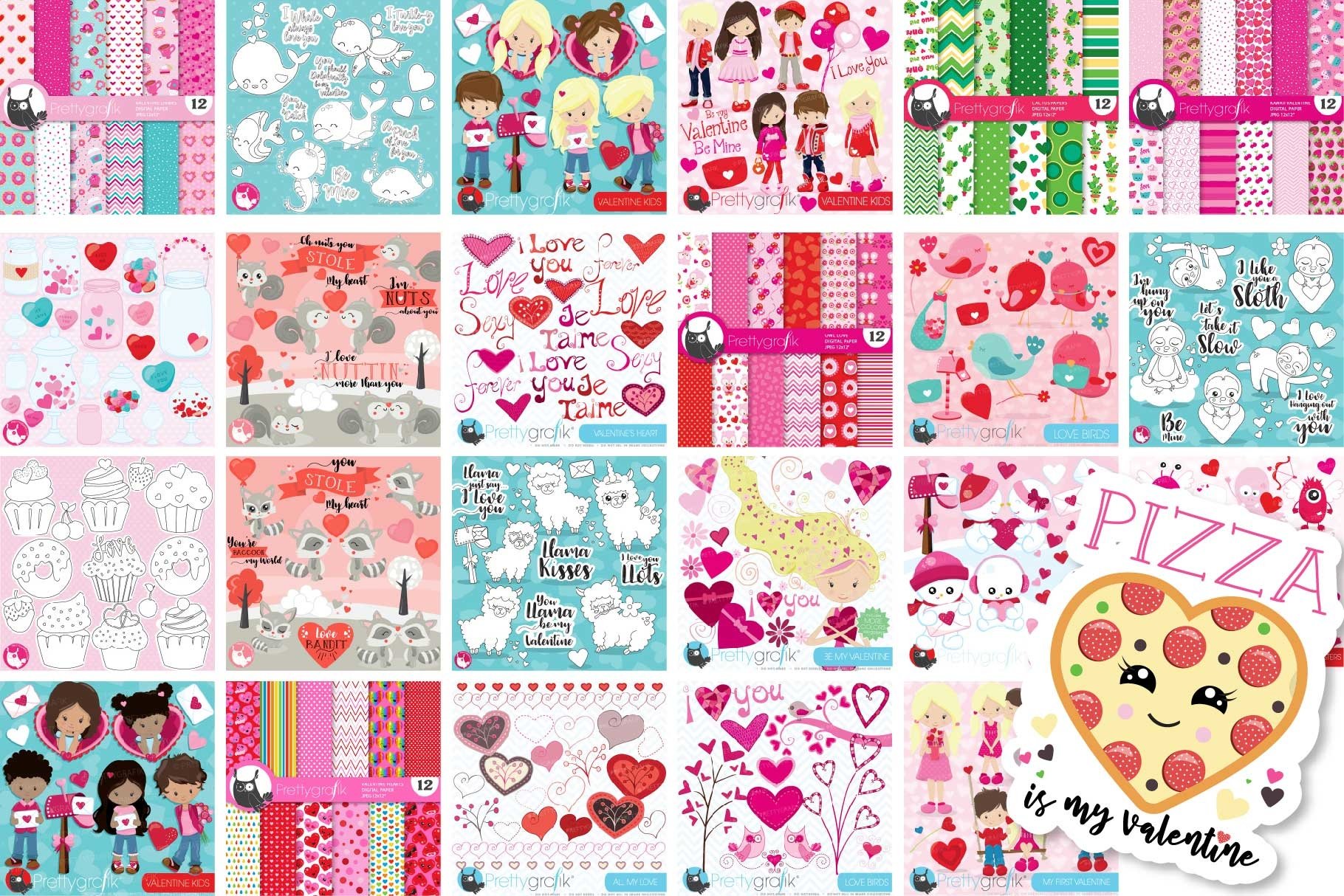 Valentine illustrations bundle - Baby Sublimation designs view 2