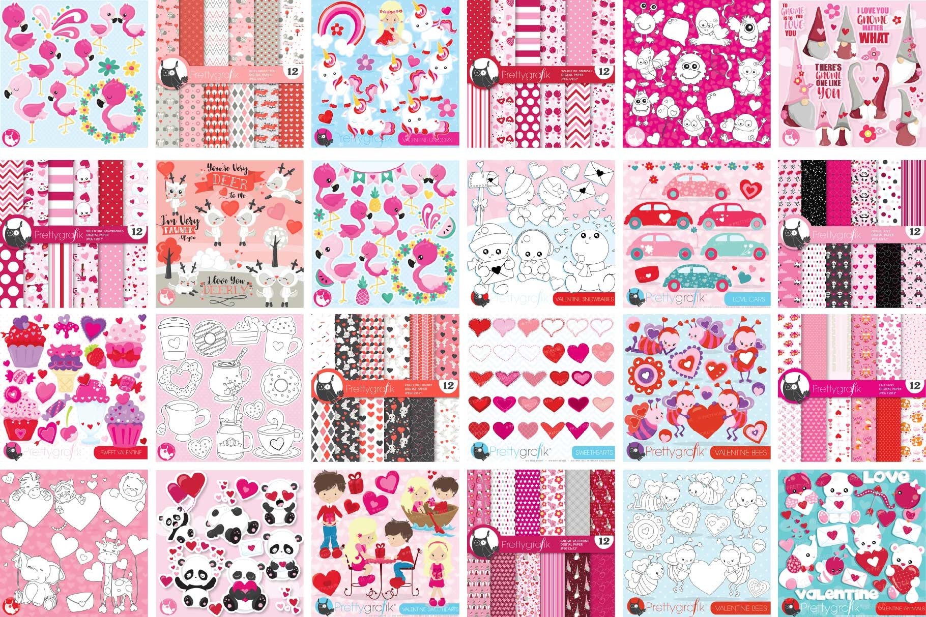 Valentine illustrations bundle - Baby Sublimation designs view 3