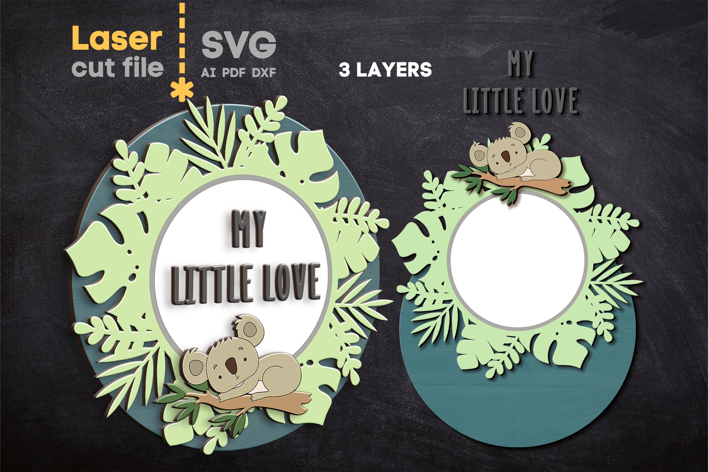 Baby Name Sign SVG Bundle. Laser cut files Glowforge view 3