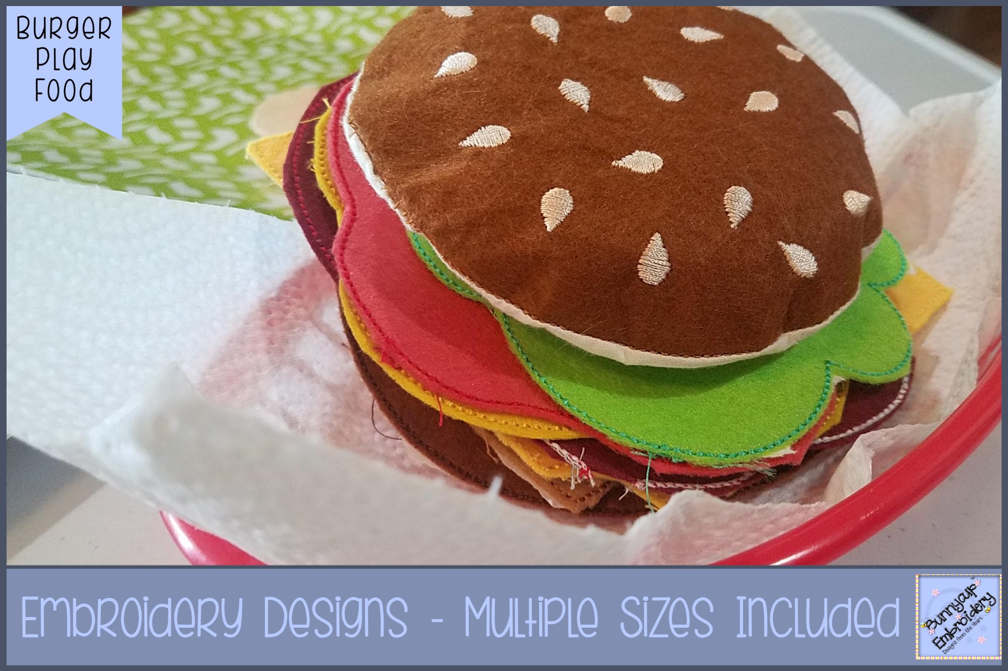 Burger Play Food In The Hoop Machine Embroidery Designs