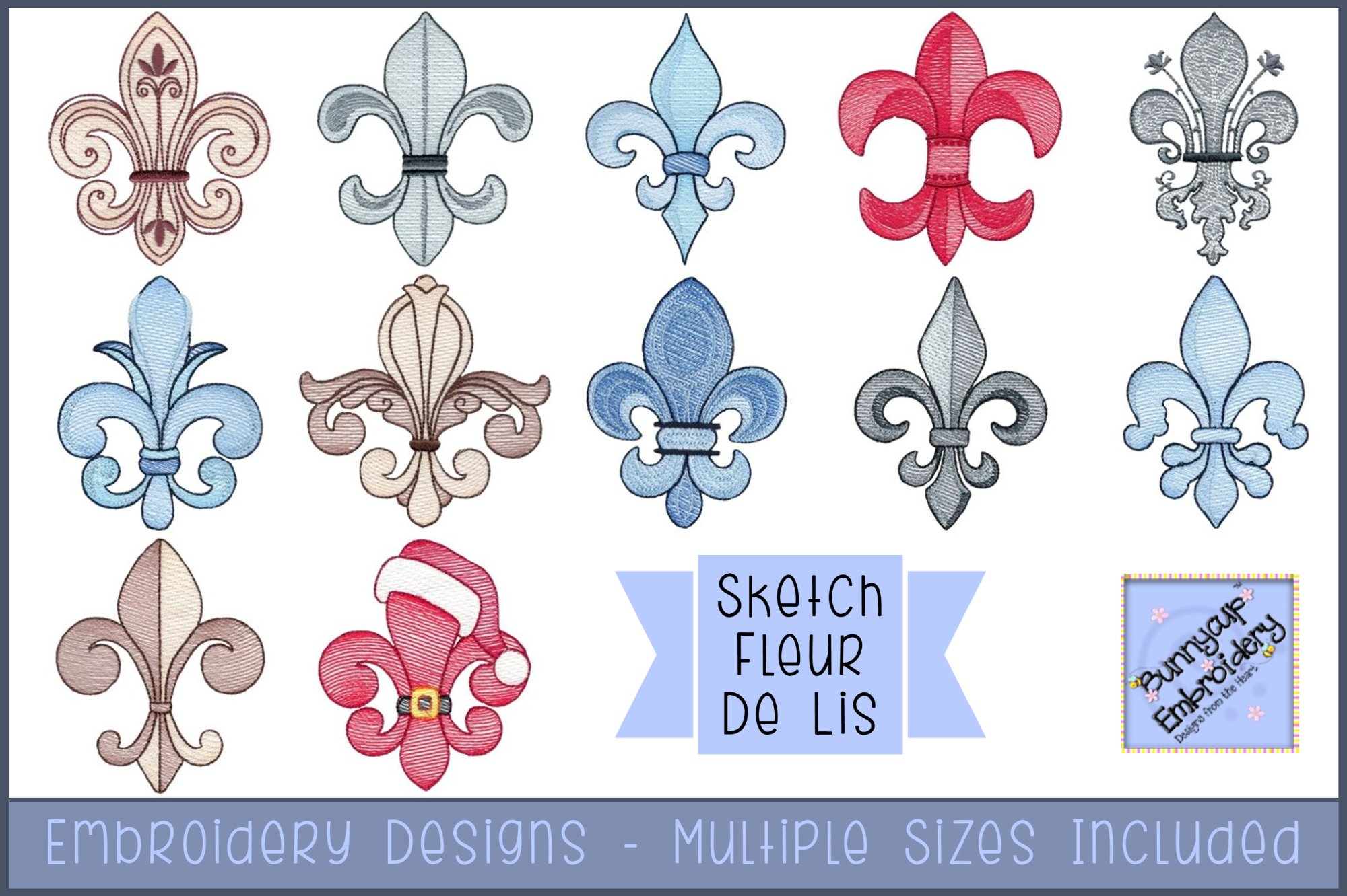Sketch Fleur De Lis Embroidery Designs