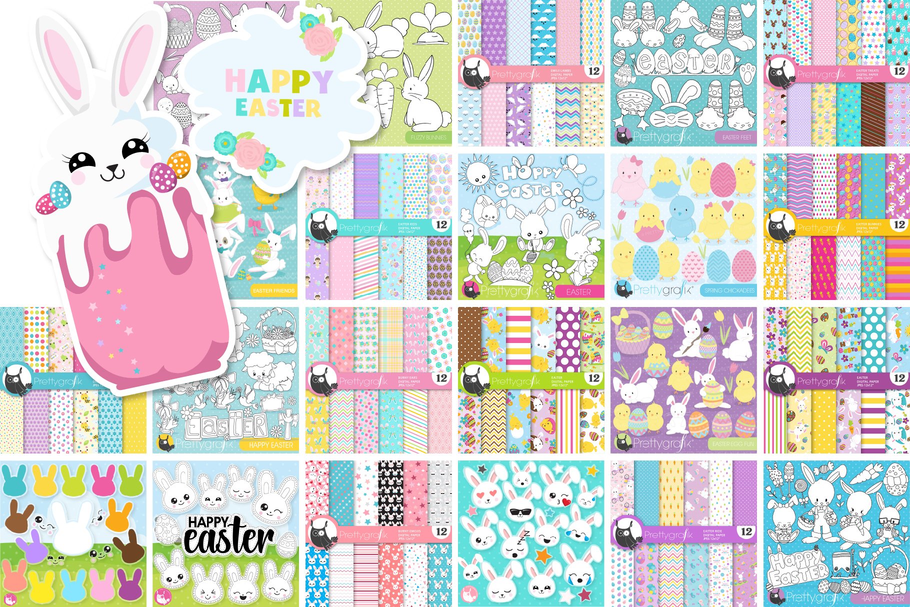 Easter illustrations bundle - Baby Sublimation designs view 2